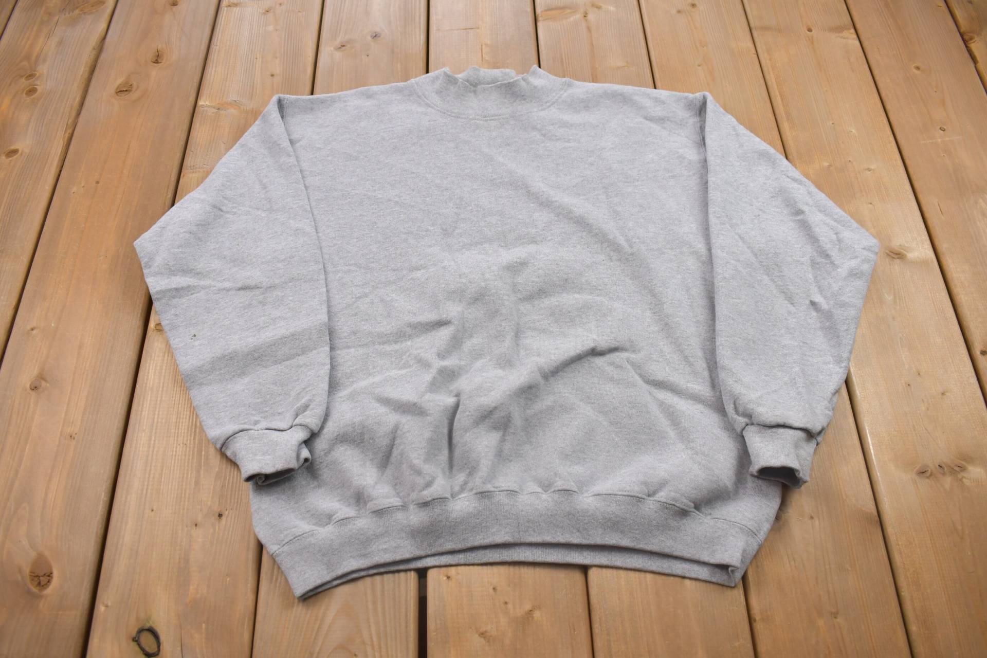 Vintage 1990Er Chic Blank Grau Crewneck Sweatshirt/90Er Made in Usa Essential Streetwear Jahre von Lostboysvintage