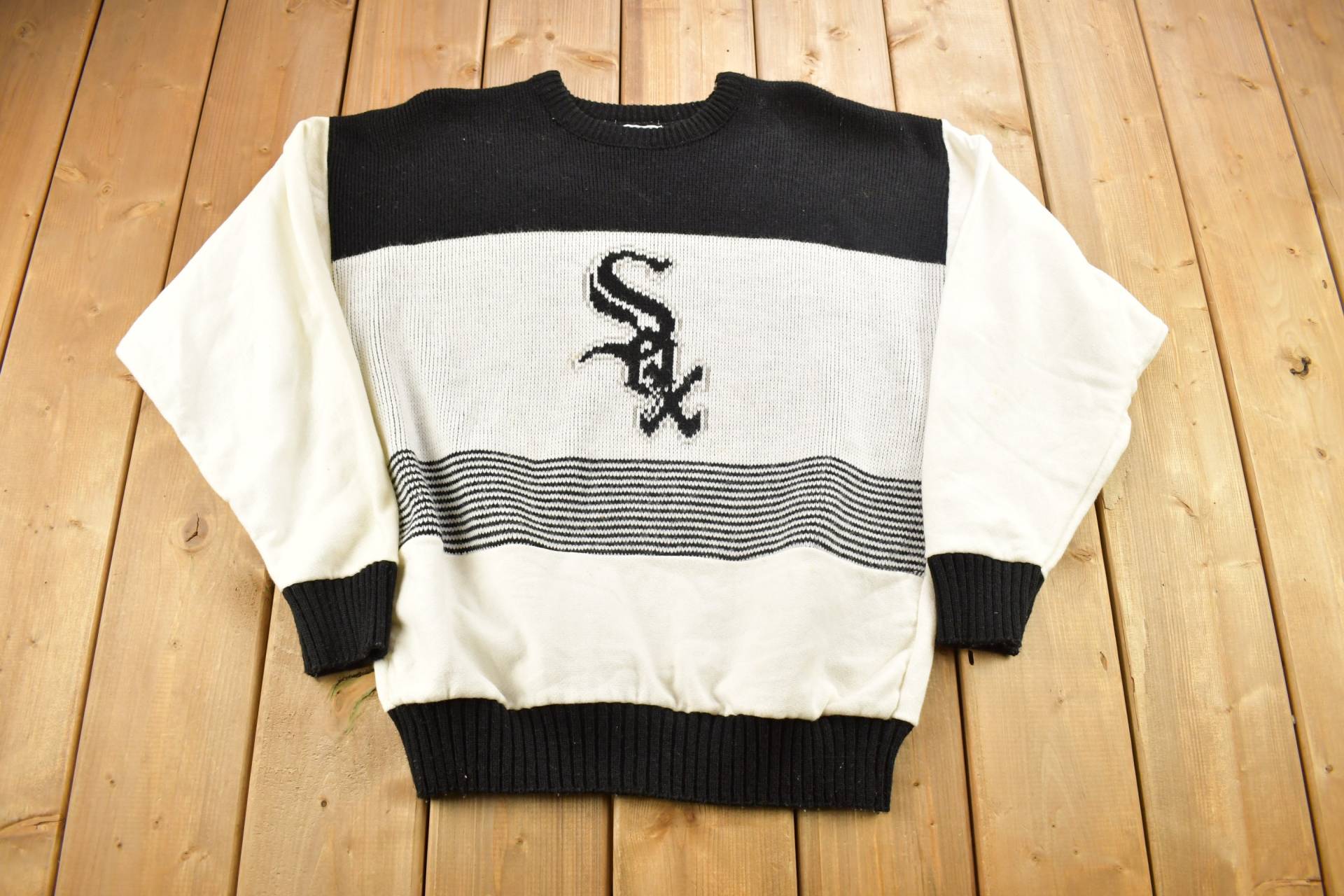 Vintage 1990Er Chicago White Sox Mlb Gestricktes Crewneck Sweatshirt/Made in Usa Cliff Engle Sportbekleidung Americana von Lostboysvintage