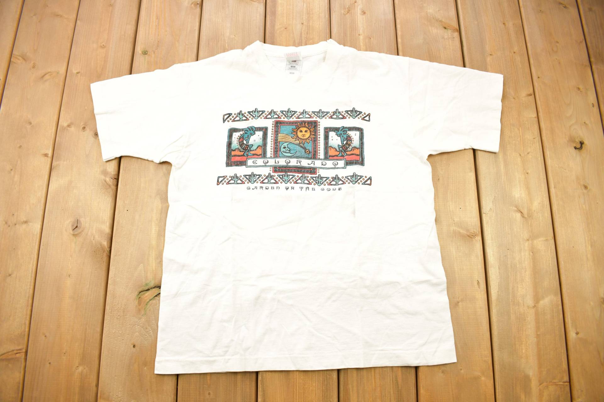 Vintage 1990Er Jahre Colorado Garden Of The Gods Grafik T-Shirt/Souvenir Streetwear Made in Usa Urlaubs-T-Shirt Single Stitch von Lostboysvintage