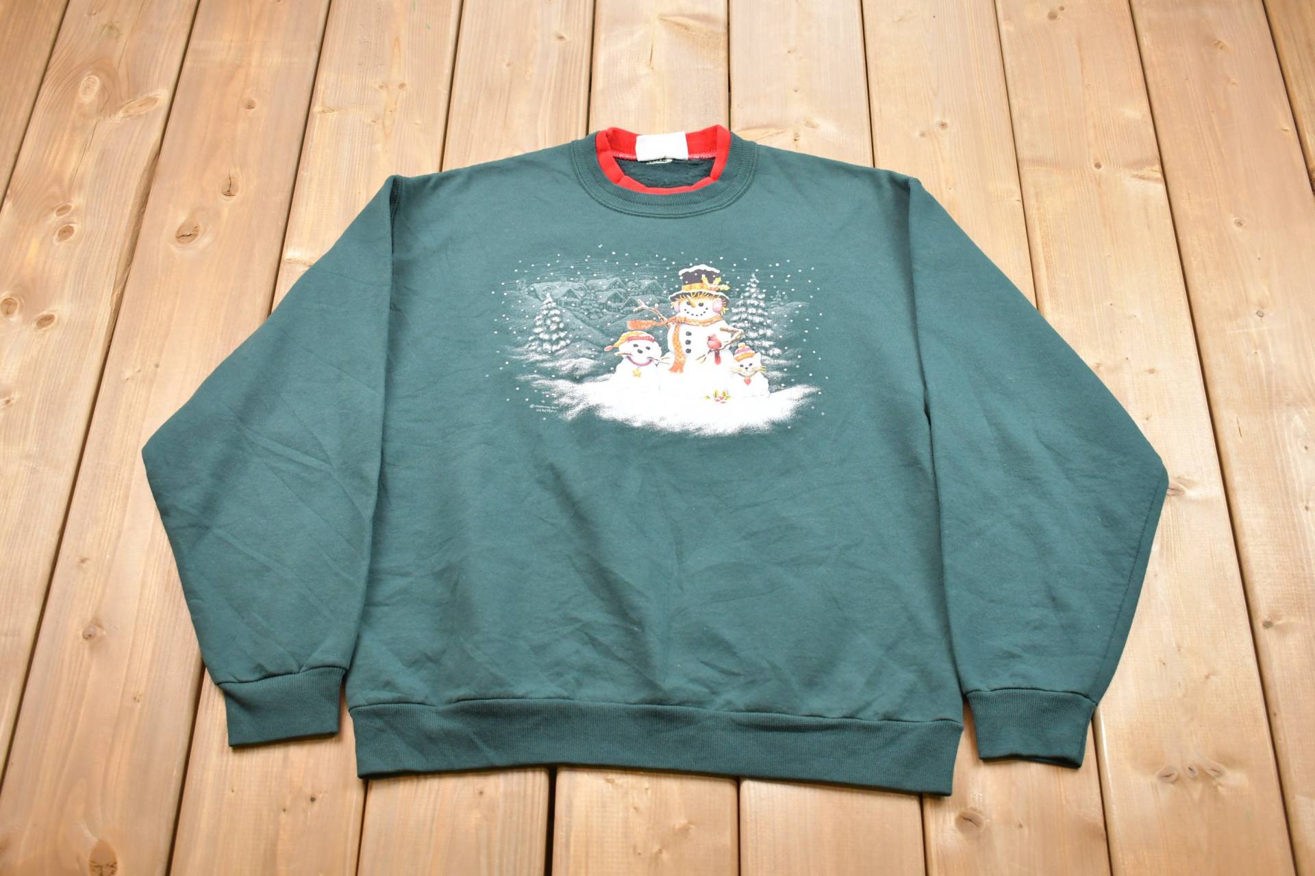 Vintage 1990S Crewneck Schneemann/90S Natur Sweatshirt Weihnachten Pullover von Lostboysvintage