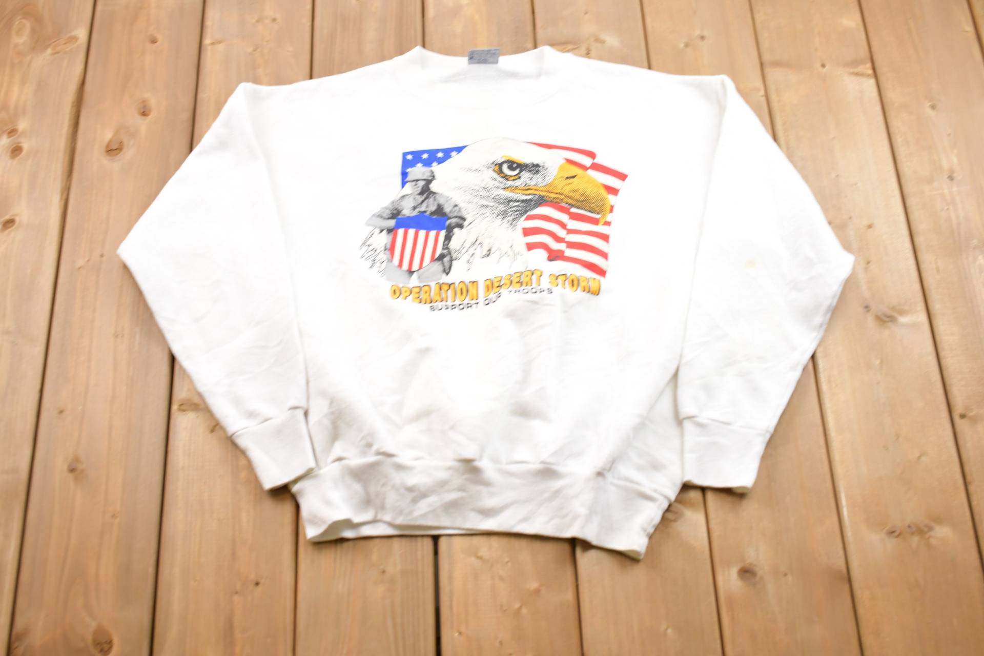 Vintage 1990Er Jahre Operation Desert Storm Eagle Crewneck Sweatshirt/90Er Souvenir Athleisure Streetwear Support Our Troops von Lostboysvintage