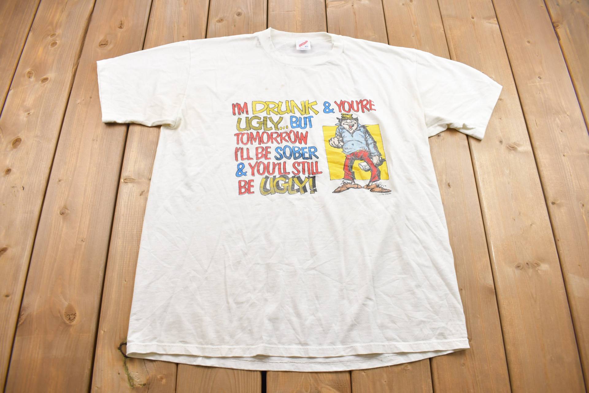 Vintage 1990S ""Drunk & Ugly"" Grafik T Shirt/Rare Streetwear Single Stitch Made in Usa." von Lostboysvintage