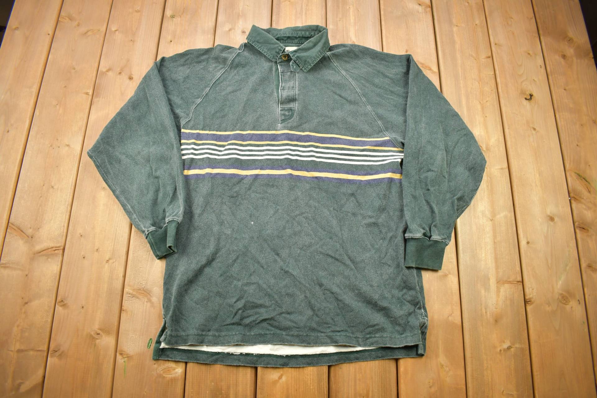 Vintage 1990S Eddie Bauer Sun Faded Quarter Button Sweatshirt/90Er Raglan Sleeve Streetwear 90S Blank von Lostboysvintage