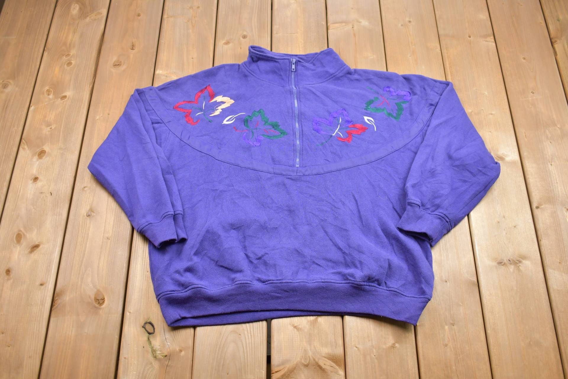 Vintage 1990S Floral Quarter Zip Sweatshirt/90Er Jahre Chinawear Athleisure Streetwear Fashion von Lostboysvintage