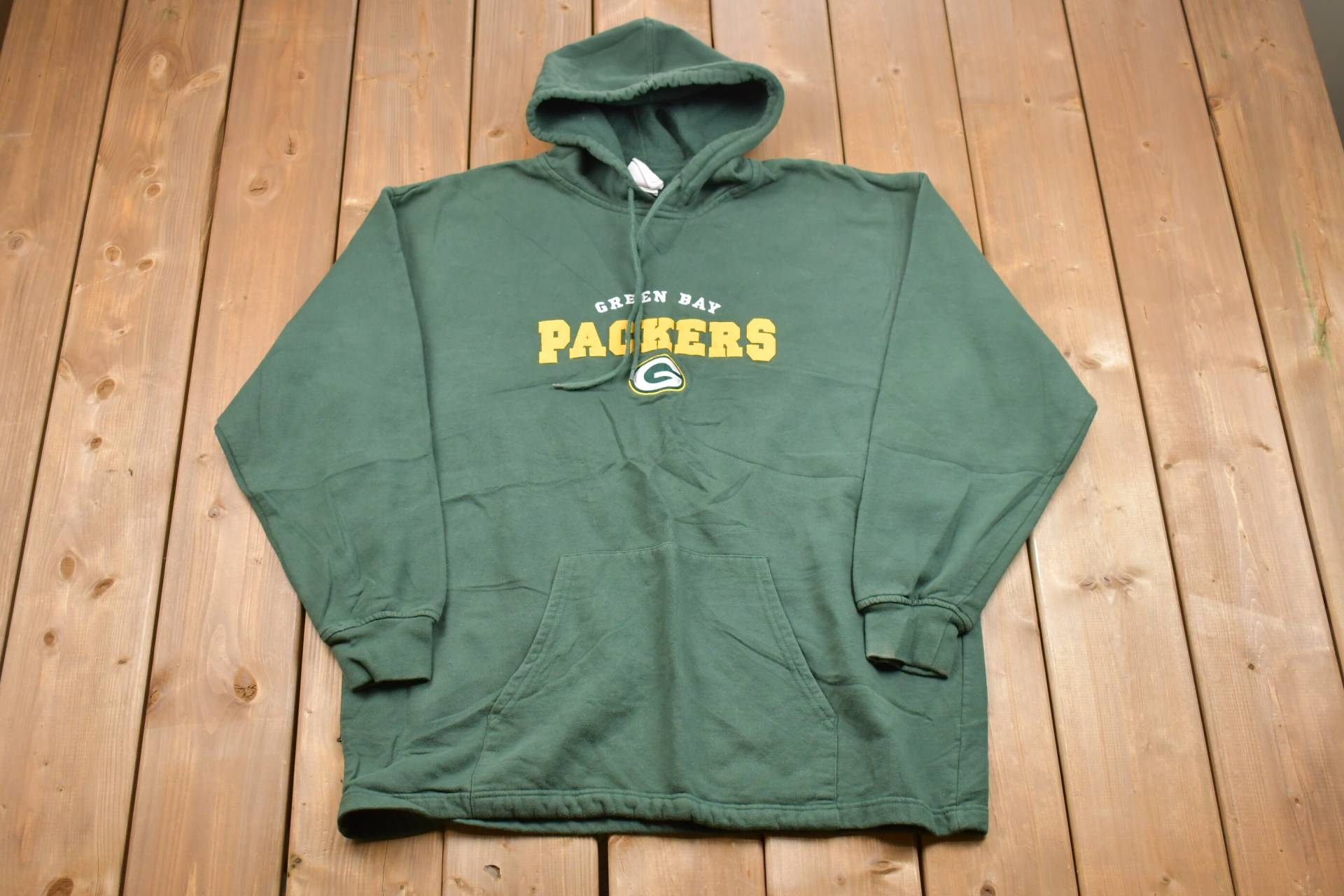 Vintage 1990S Green Bay Packers Grafik Hoodie/Nfl 90S Sweater Bestickt Color Block von Lostboysvintage