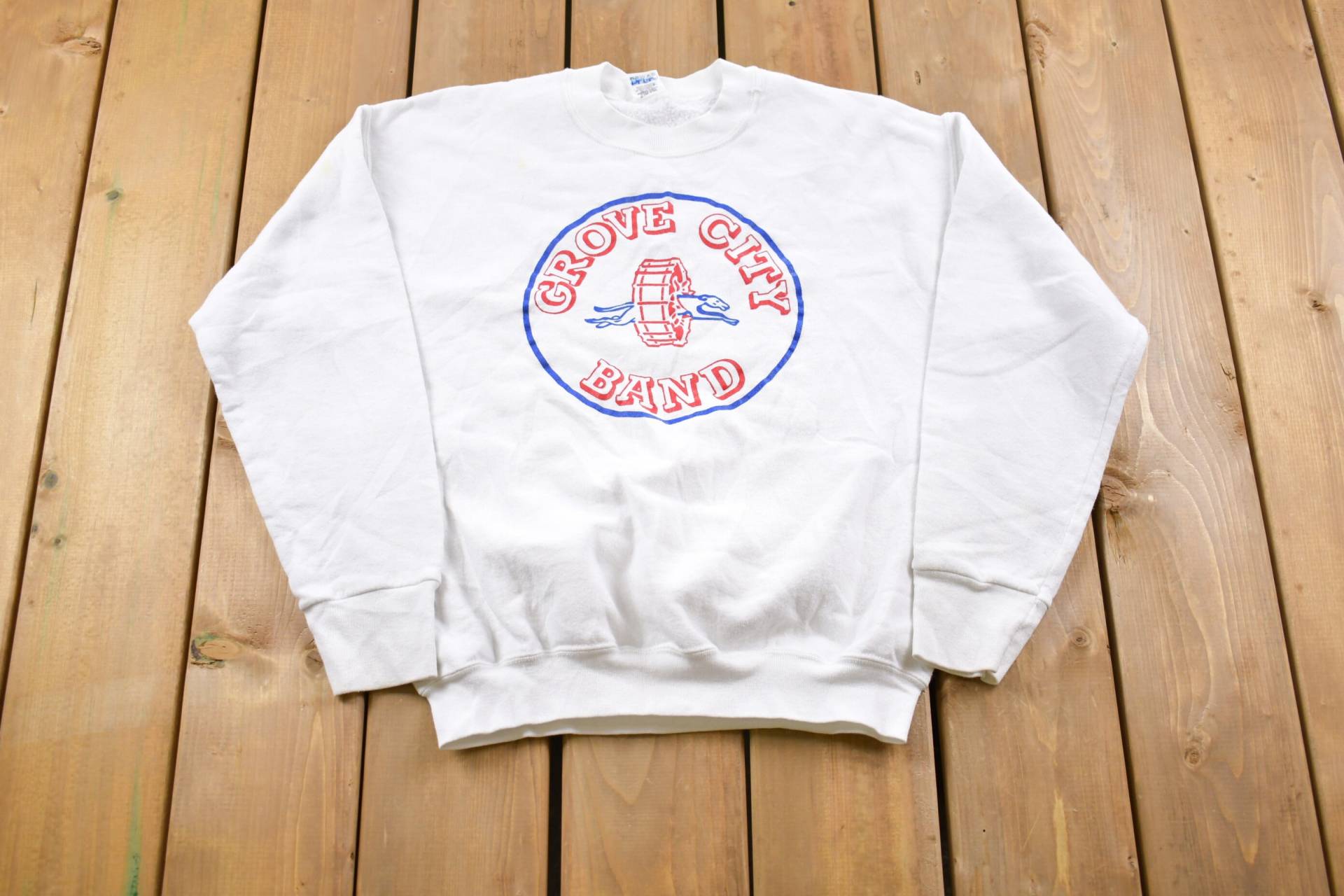 Vintage 1990Er Grove City Band Crewneck Sweatshirt/90Er Souvenir Athleisure Streetwear Reisen Und Tourismus Windhund von Lostboysvintage