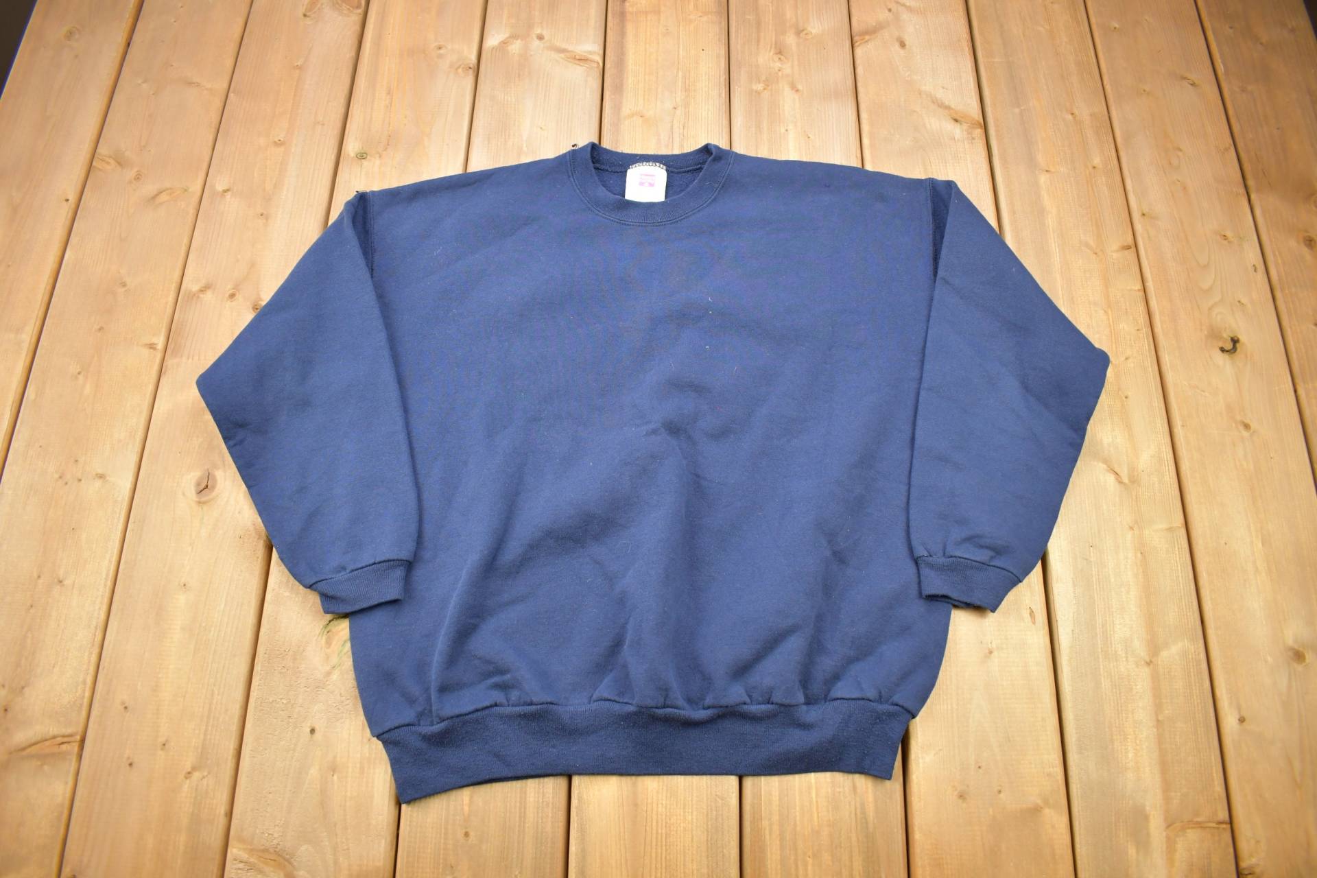 Vintage 1990Er Navy Blue Blank Hanes Herway Crewneck Sweatshirt/90Er Damen Essential Streetwear Blanko von Lostboysvintage