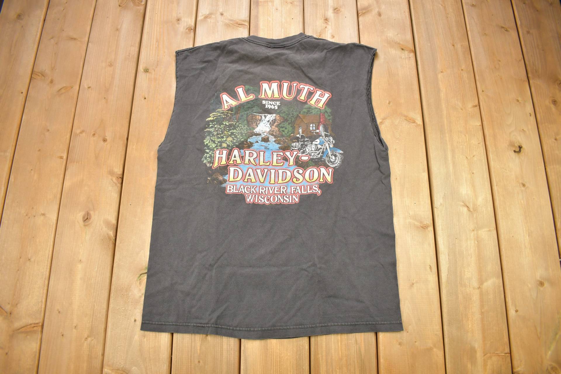 Vintage 1990S Harley Davidson Motorcycles Al Muth Black River Falls T-Shirt/Fat Boys Rule Biker Souvenir Wisconsin von Lostboysvintage