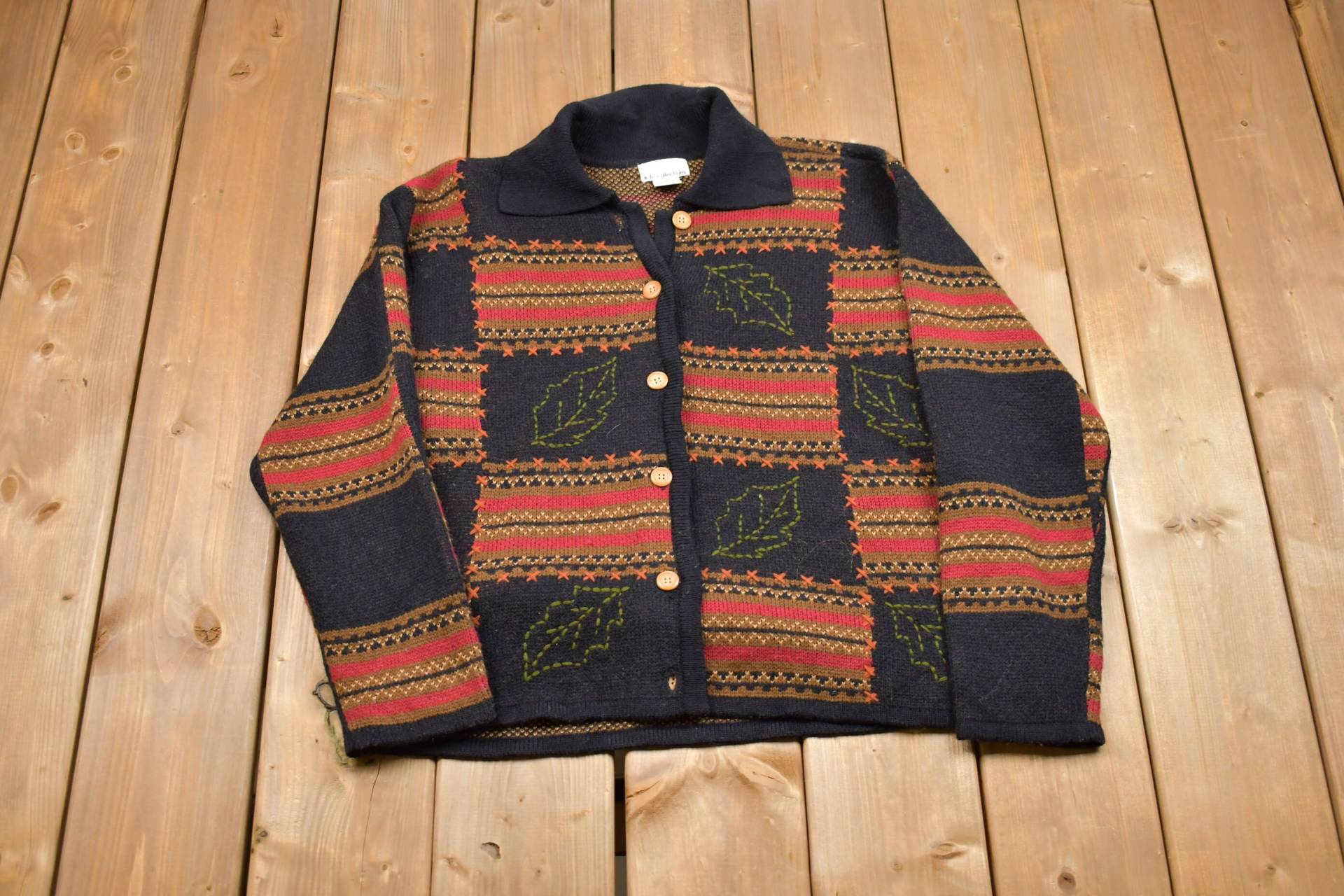 Vintage 1990Er Jahre K.b Collections Button Up Cardigan Pullover/Patchwork Bestickt American von Lostboysvintage