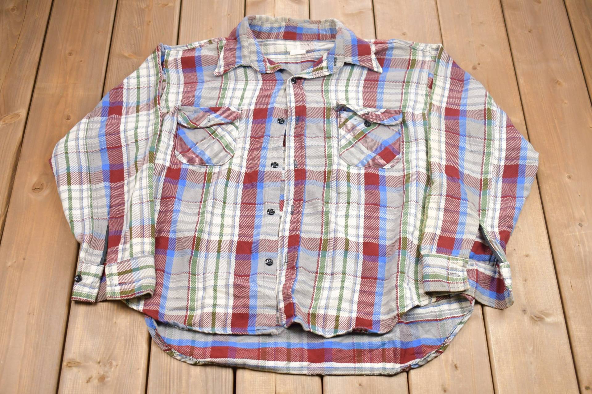 Vintage 1990S Kariertes Button Up Hemd/Flanell Casual Wear Arbeitskleidung Muster von Lostboysvintage