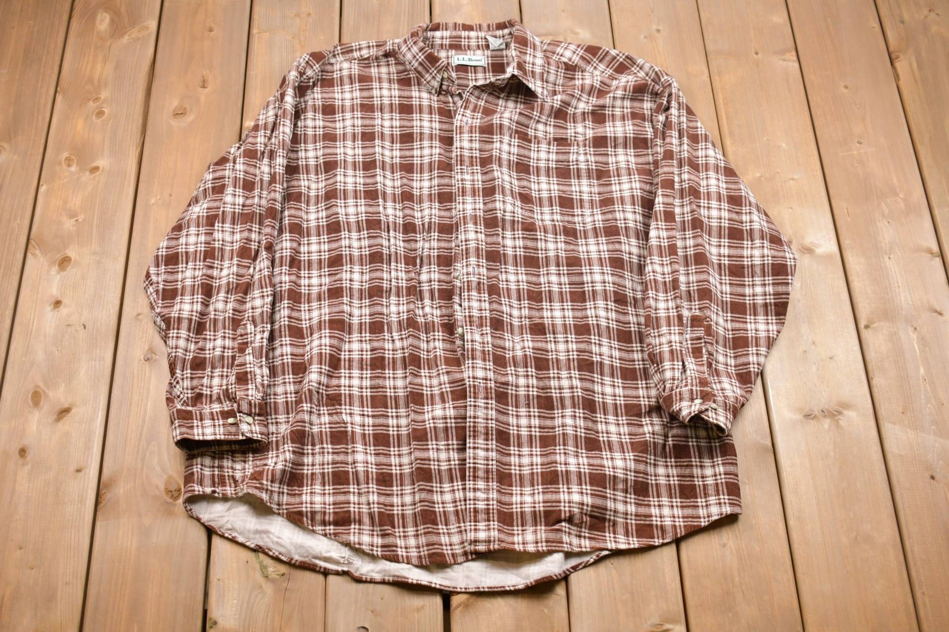 Vintage 1990S Kariertes Hemd Von Ll Bean/Button Up Flanell Casual Wear Arbeitskleidung Muster von Lostboysvintage