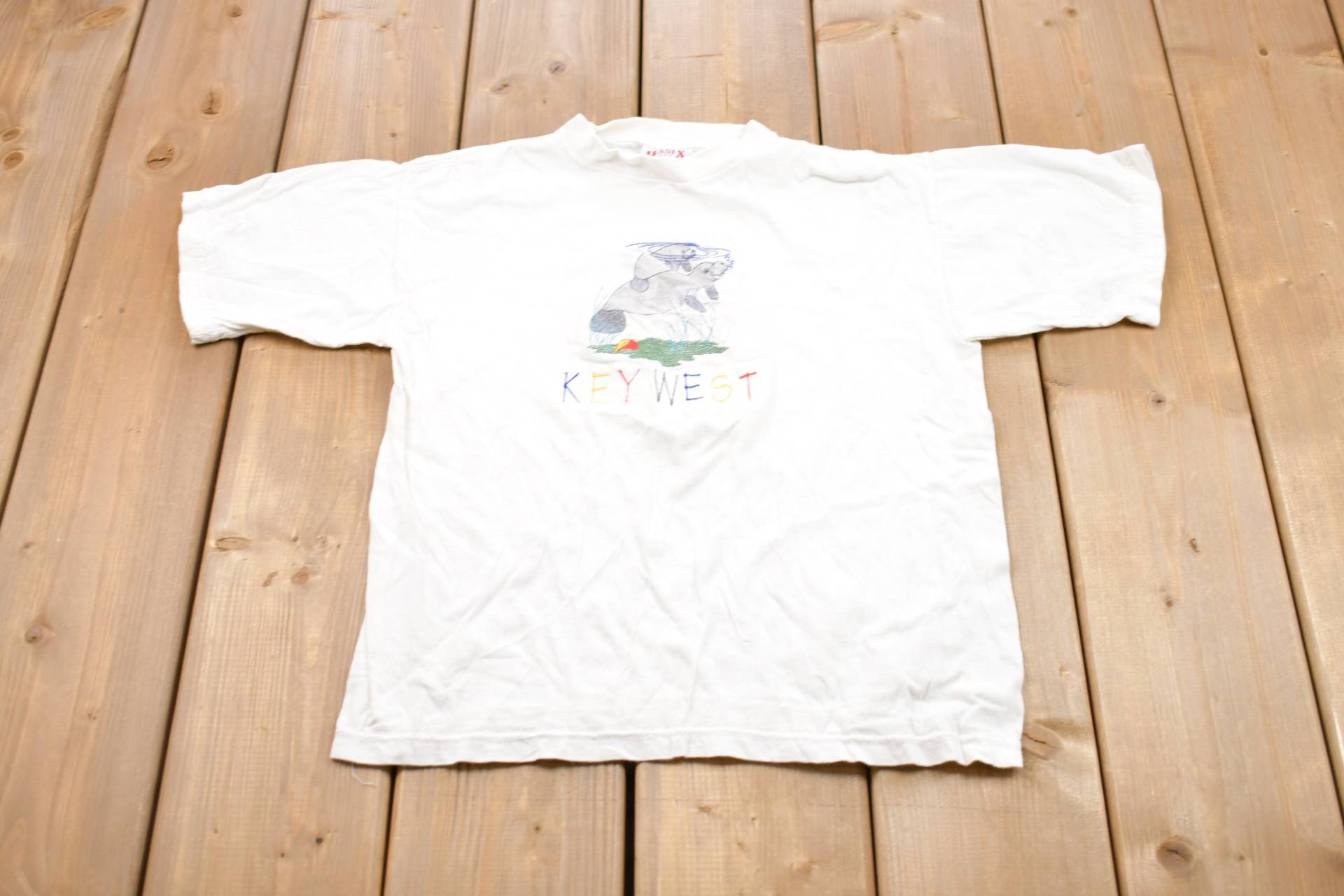 Vintage 1990S Key West Florida Besticktes T-Shirt Für Kinder/80Er 90Er Streetwear Fashion Made in Usa Urlaubs-T-Shirt Reisen & Tourismus von Lostboysvintage