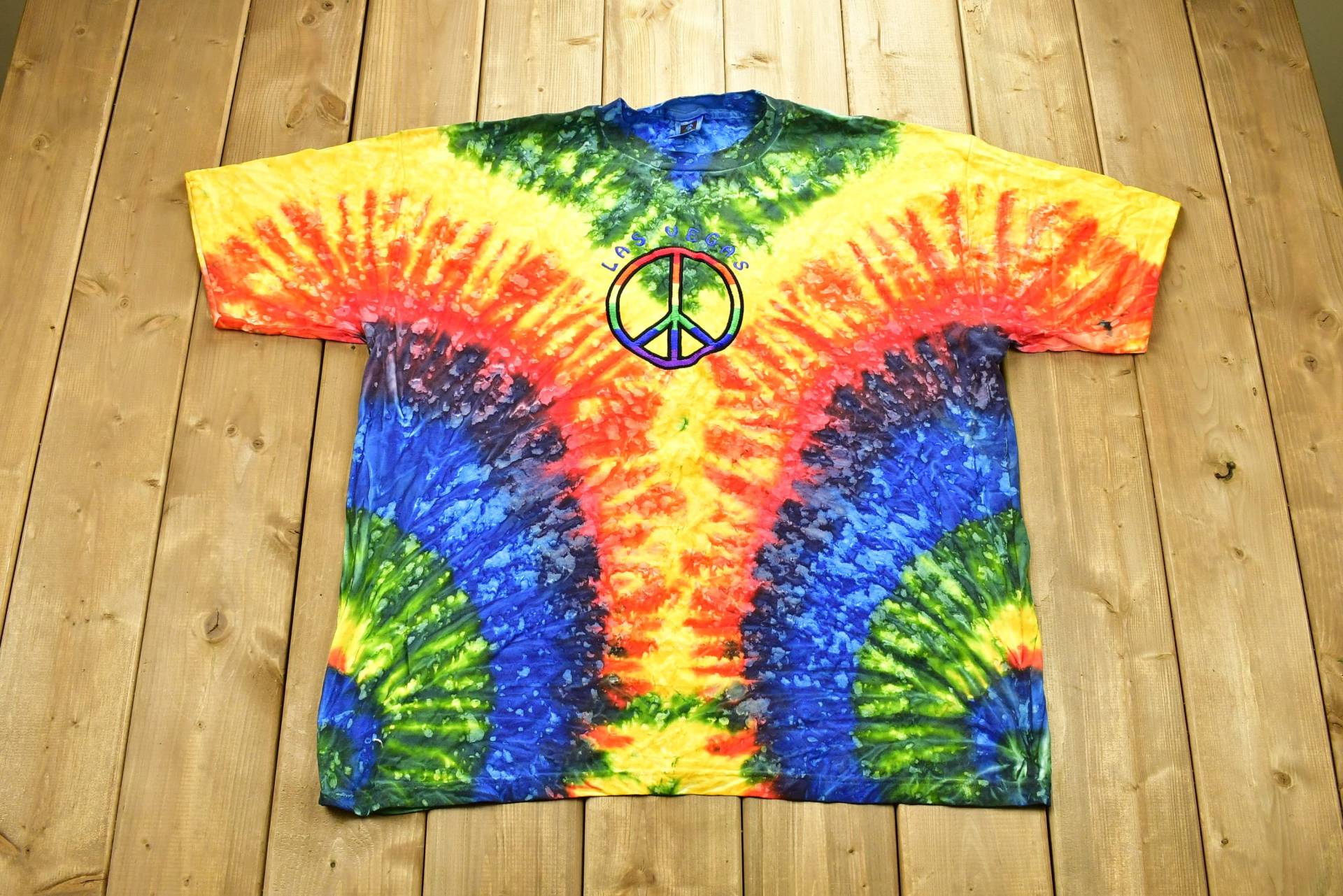 Vintage 1990S Las Vegas Peace Tie Dye T-Shirt/80Er 90Er Jahre Streetwear Fashion Hippie Urlaubs-T-Shirt Reise & Tourismus von Lostboysvintage