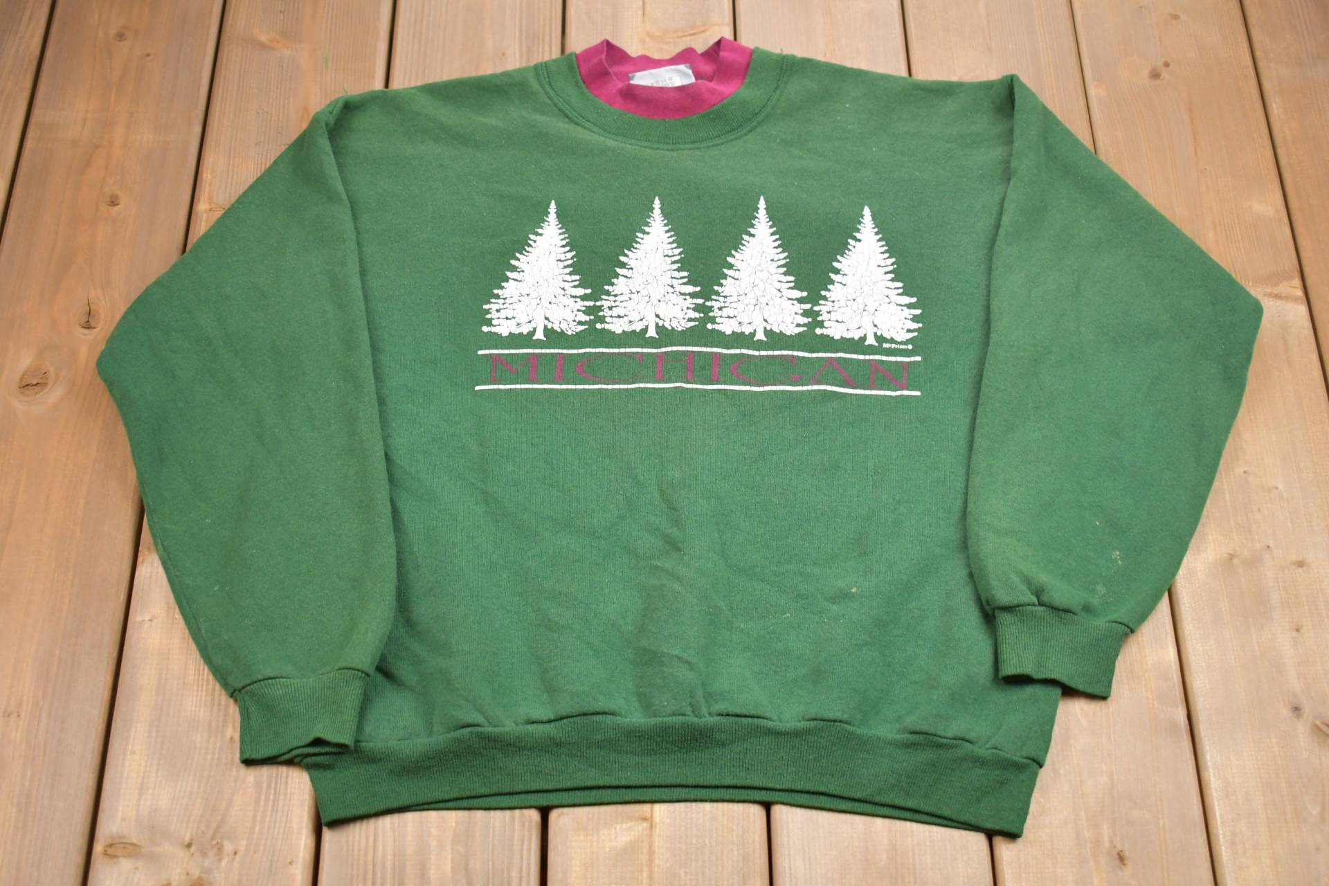 Vintage 1990S Lee Michigan Tree Graphic Sweatshirt Mit Rundhalsausschnitt/90Er Jahre Souvenir Athleisure Made in Usa Reise Und Tourismus von Lostboysvintage