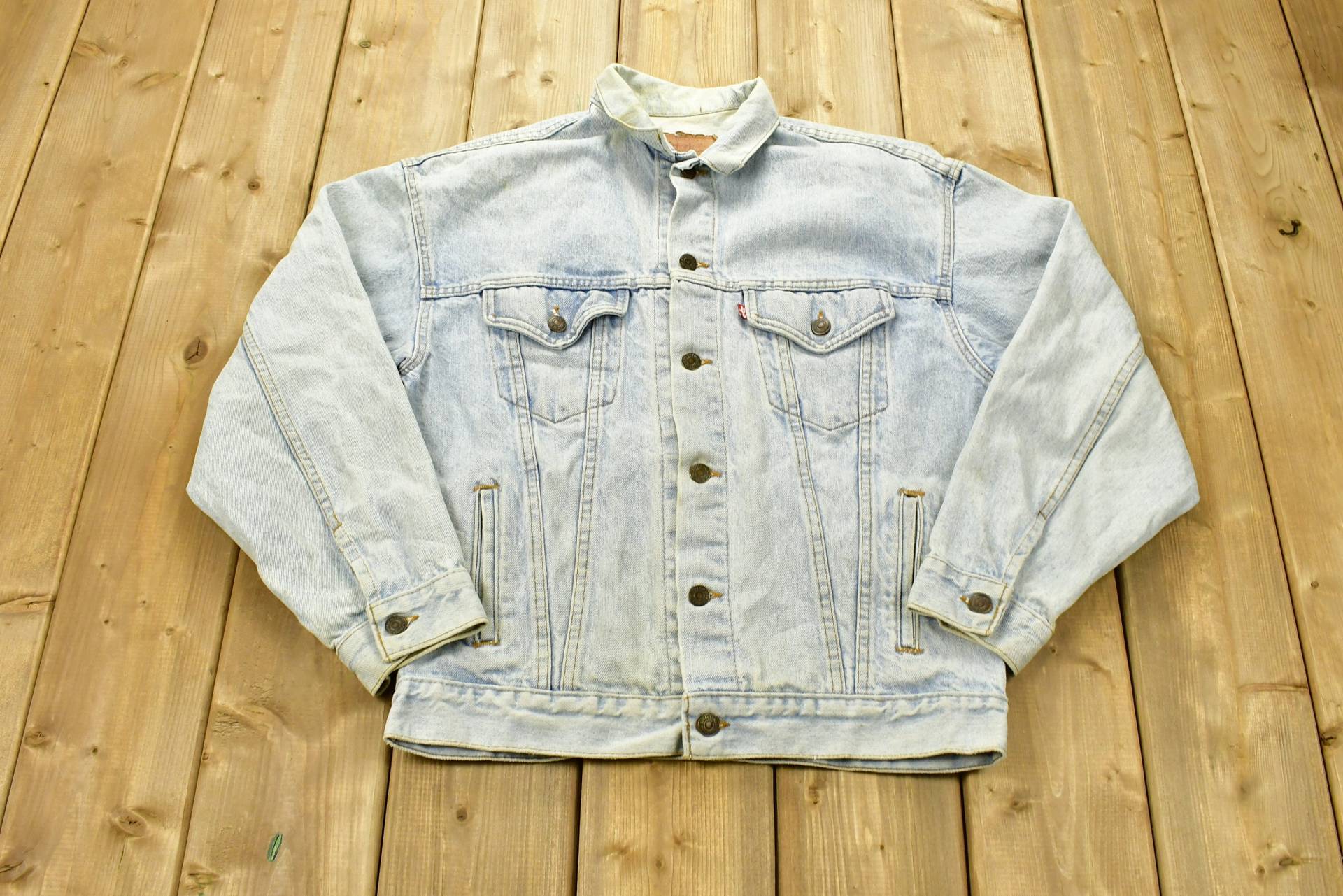 Vintage 1990S Levi's Distressed Jeansjacke/Denim Streetwear Made in Usa Herbst Oberbekleidung Helle Waschung Vintage 1990S Levi's Distressed Jeansjacke/Denim Streetwear Made in Usa Herbst Oberbekleidung Helle Waschung von Lostboysvintage