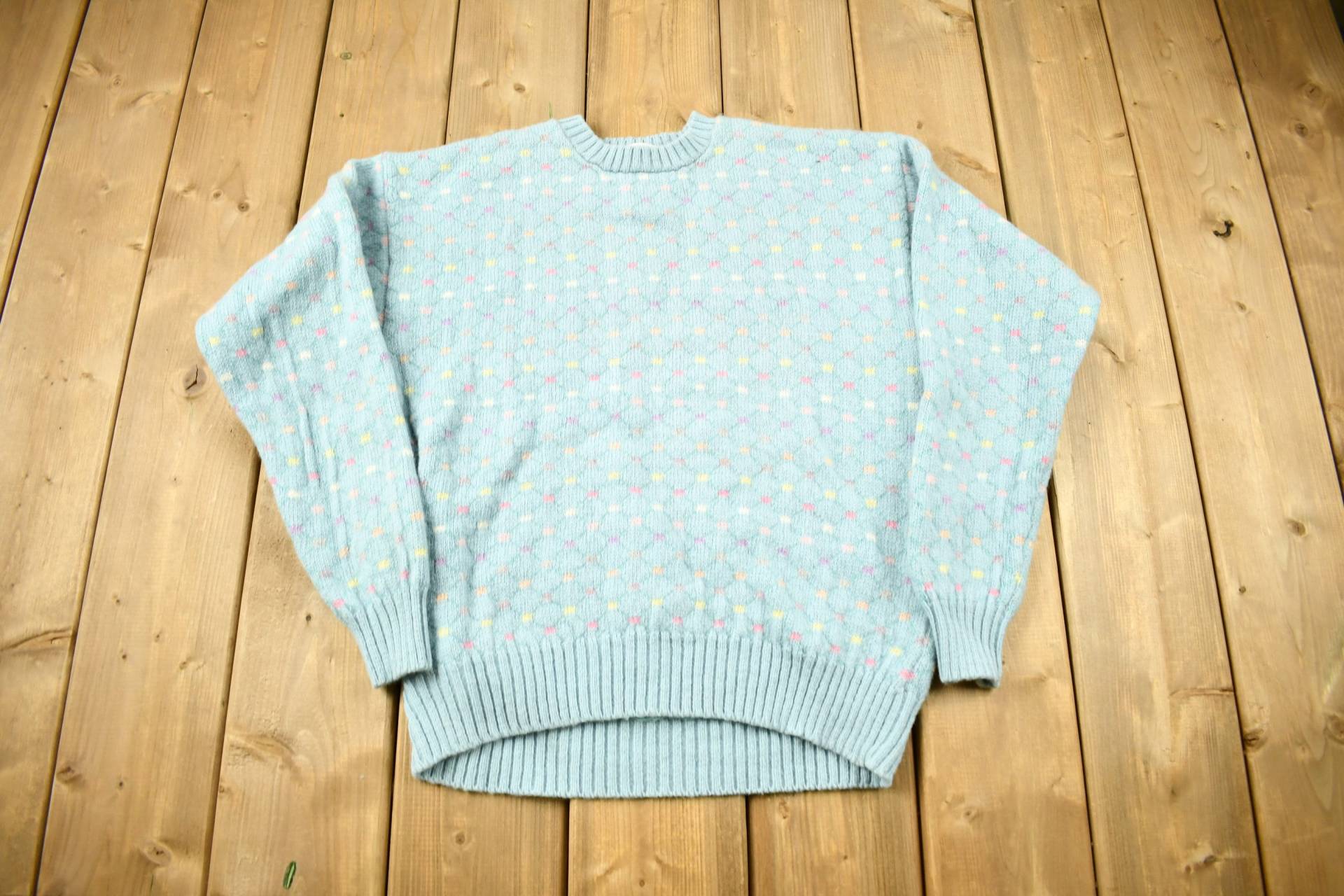 Vintage 1990S Nordinsel Wolle Strickpullover Rundhals/90S Outdoor Sweatshirt Abstrakte Grafik von Lostboysvintage