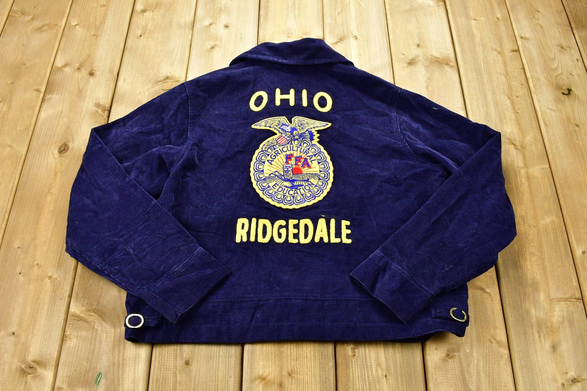 Vintage 1990Er Jahre Ohio Ridgedale Ffa Agriculture Education Cord Varsity Jacke/Herbst Oberbekleidung Patchwork Streetwear Fashion von Lostboysvintage