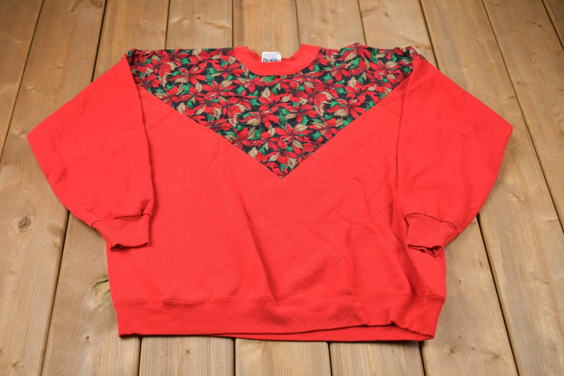 Vintage 1990Er Poinsettia Grafik Crewneck Sweatshirt/90Er Souvenir Athleisure Made in Usa Florale von Lostboysvintage