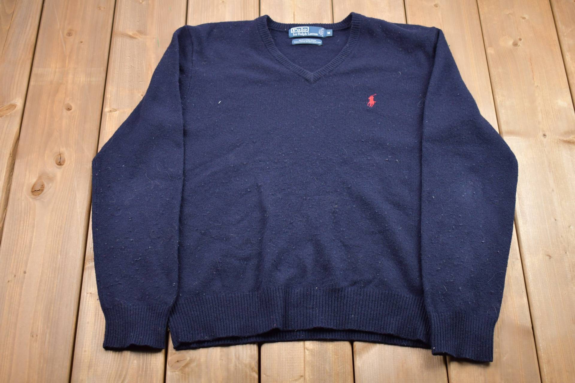 Vintage 1990Er Polo Ralph Lauren Strickpullover/90Er V-Ausschnitt Musterpullover Handgestrickt Pullover Sweatshirt von Lostboysvintage