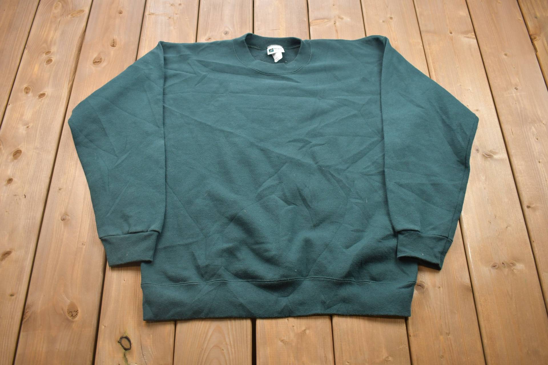 Vintage 1990Er Pro Spirit Blank Green Crewneck Sweatshirt/90Er Made in Usa Essential Basics Streetwear von Lostboysvintage