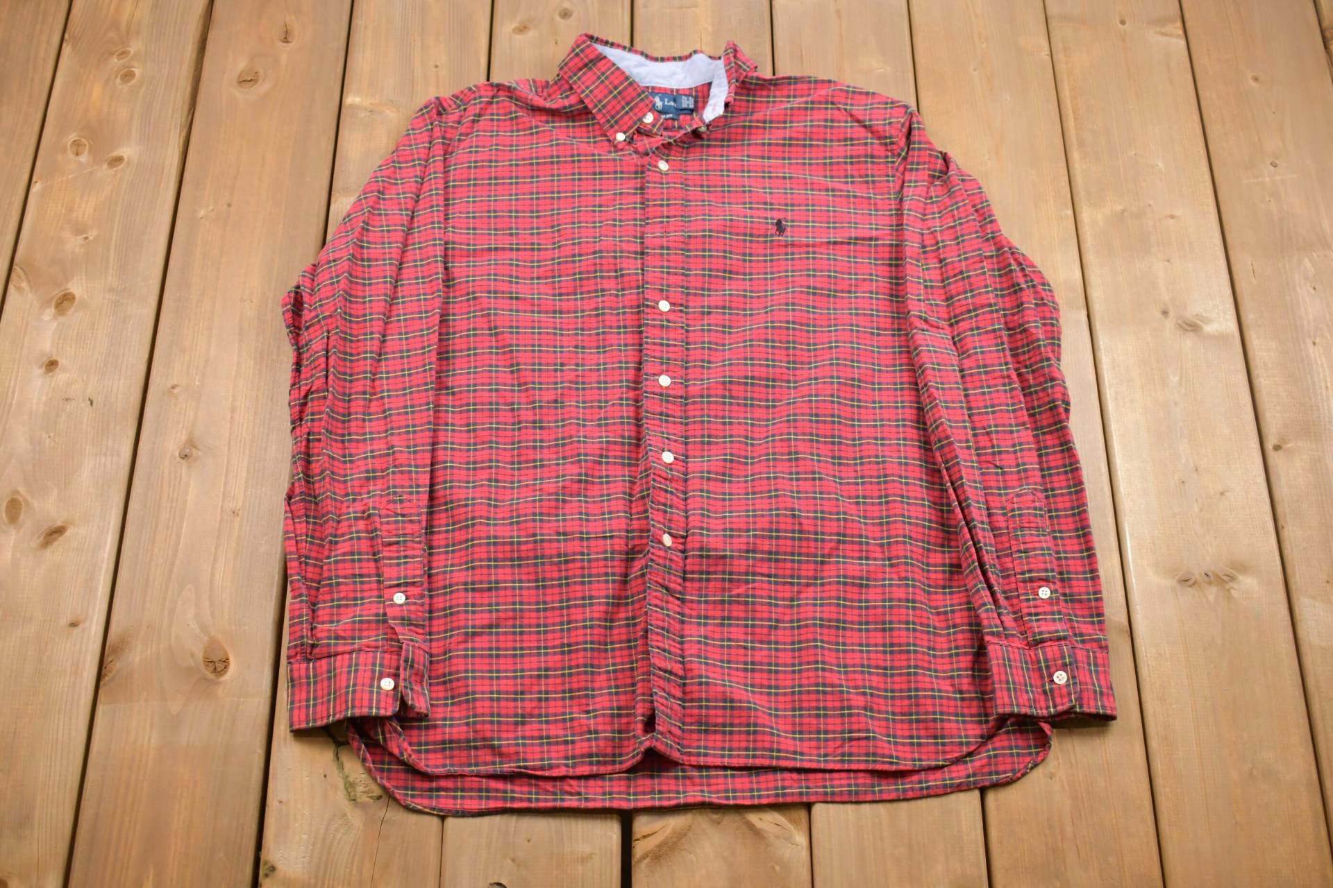 Vintage 1990S Ralph Lauren Hemd/Polohemd Flanellhemd Gemusterte Bluse von Lostboysvintage