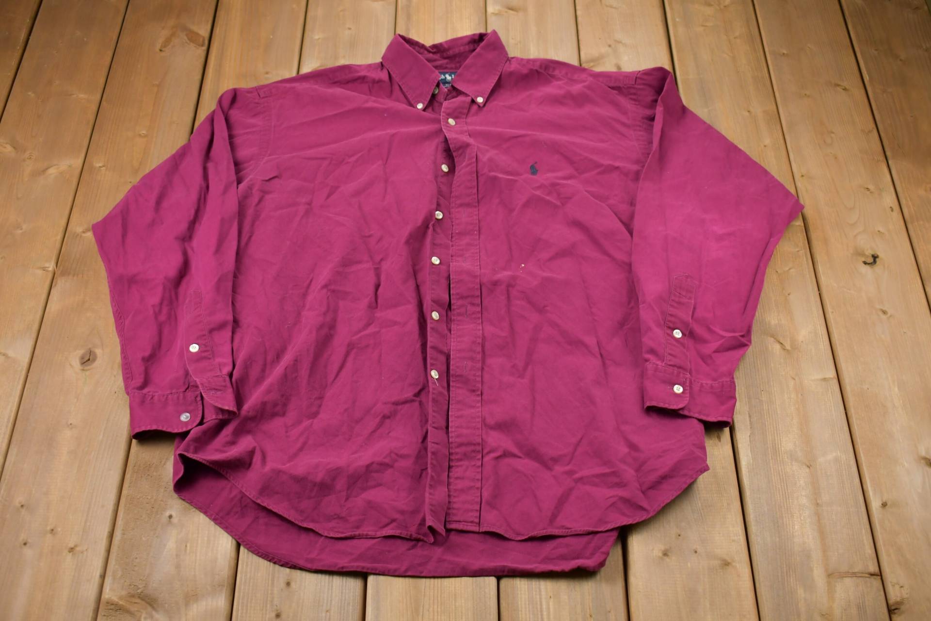 Vintage 1990S Ralph Lauren Polohemd Durchgeknöpft/1990's Button Up Flanell Freizeitkleidung Arbeitskleidung Musterbutton von Lostboysvintage