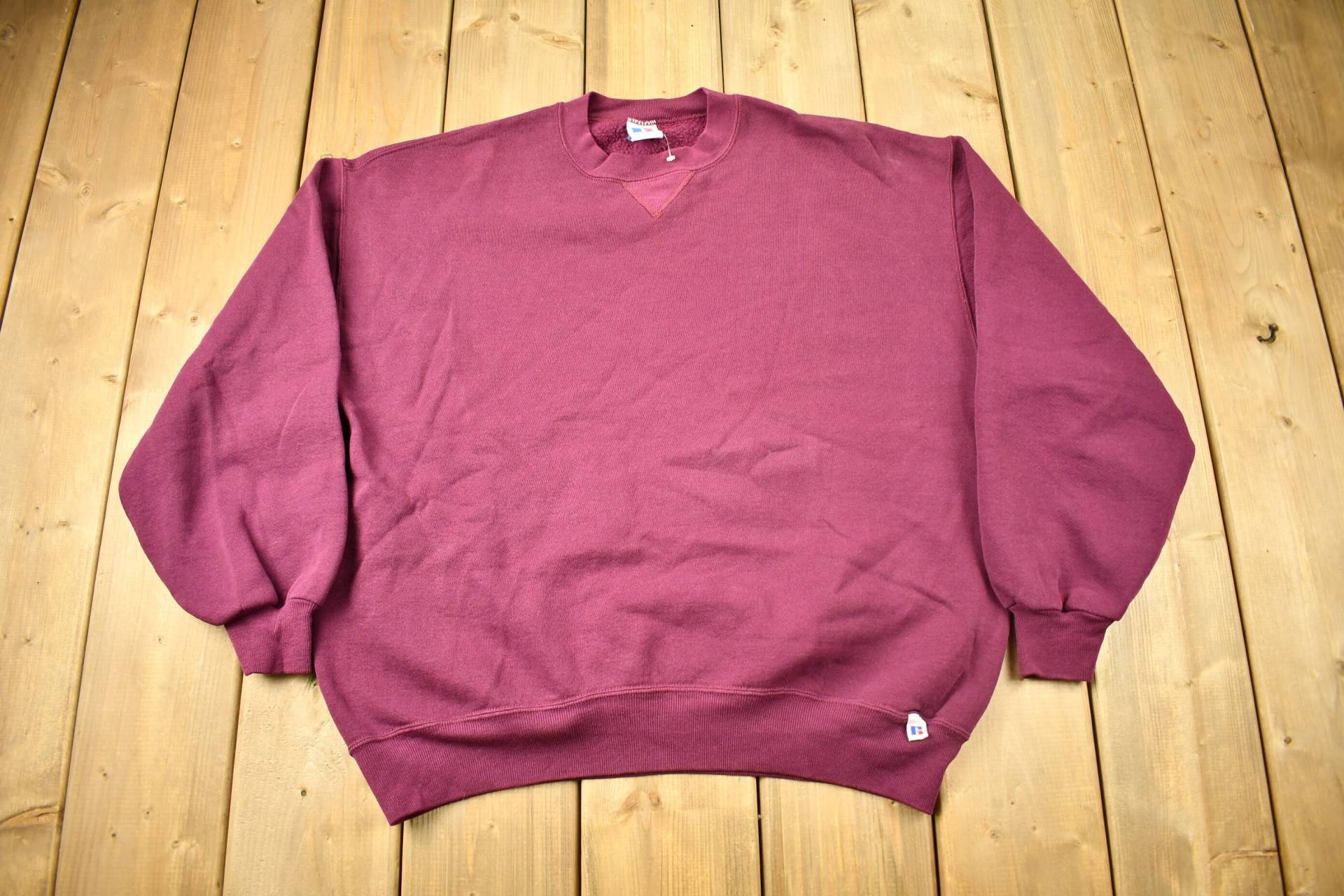 Vintage 1990Er Russell Athletics Maroon Blank Crewneck Sweatshirt/90Er Made in Usa Athleisure Streetwear Blanko von Lostboysvintage