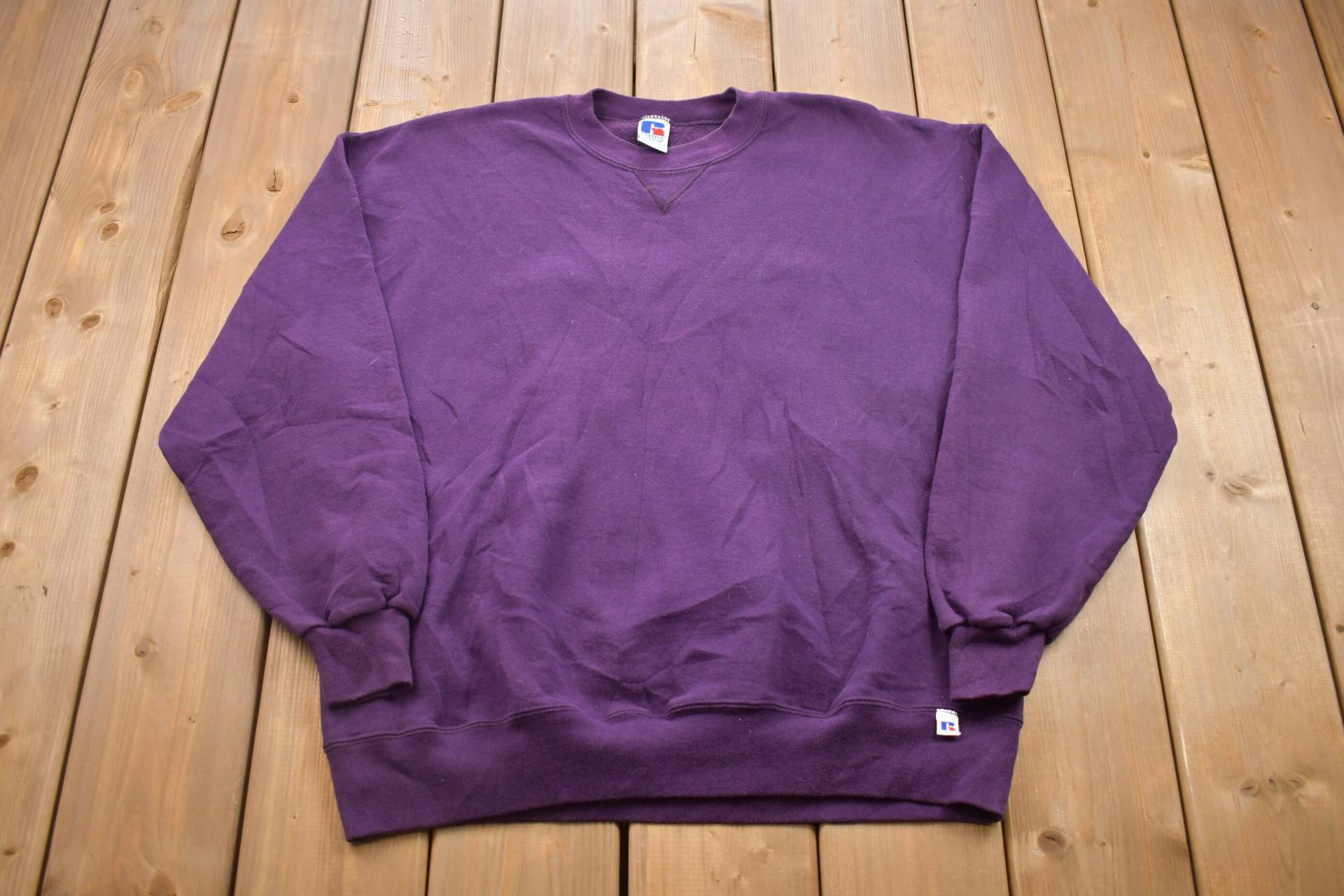 Vintage 1990Er Russell Athletics Blank Lila Crewneck Sweatshirt/90Er Hype Made in Usa Athleisure Streetwear Blanko von Lostboysvintage