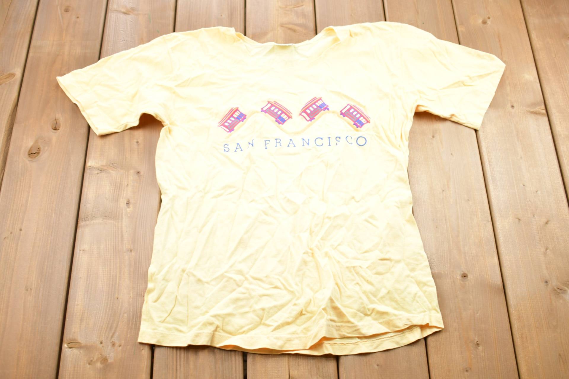 Vintage 1990Er San Francisco Besticktes Grafik T-Shirt/80Er 90Er Jahre Streetwear Fashion Made in Usa Urlaubs-T-Shirt Reisen & Tourismus von Lostboysvintage