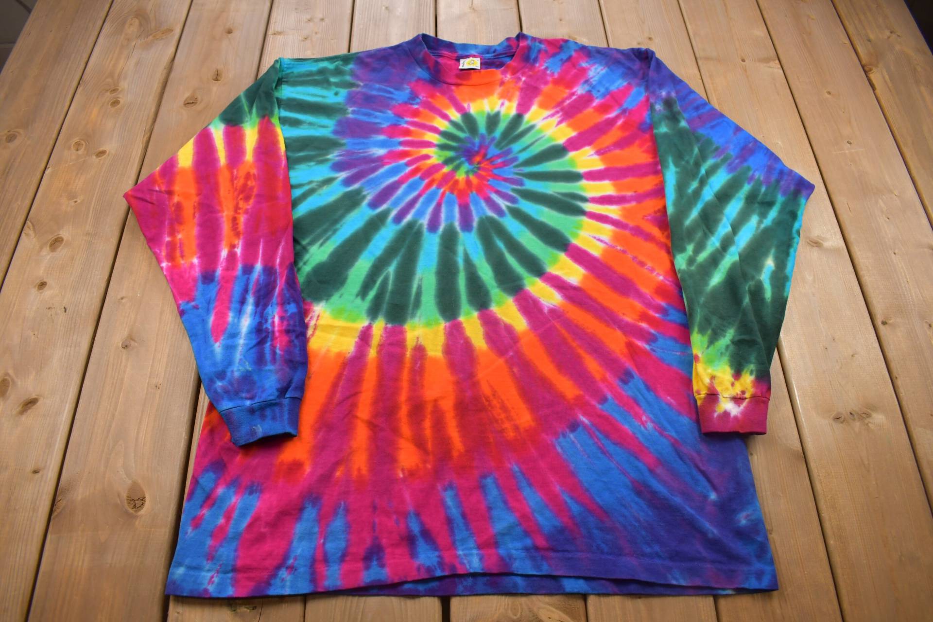 Vintage 1990Er Sun Dog Tye Dye Langarmshirt/90Er Made in Usa Essential Streetwear Jahre von Lostboysvintage