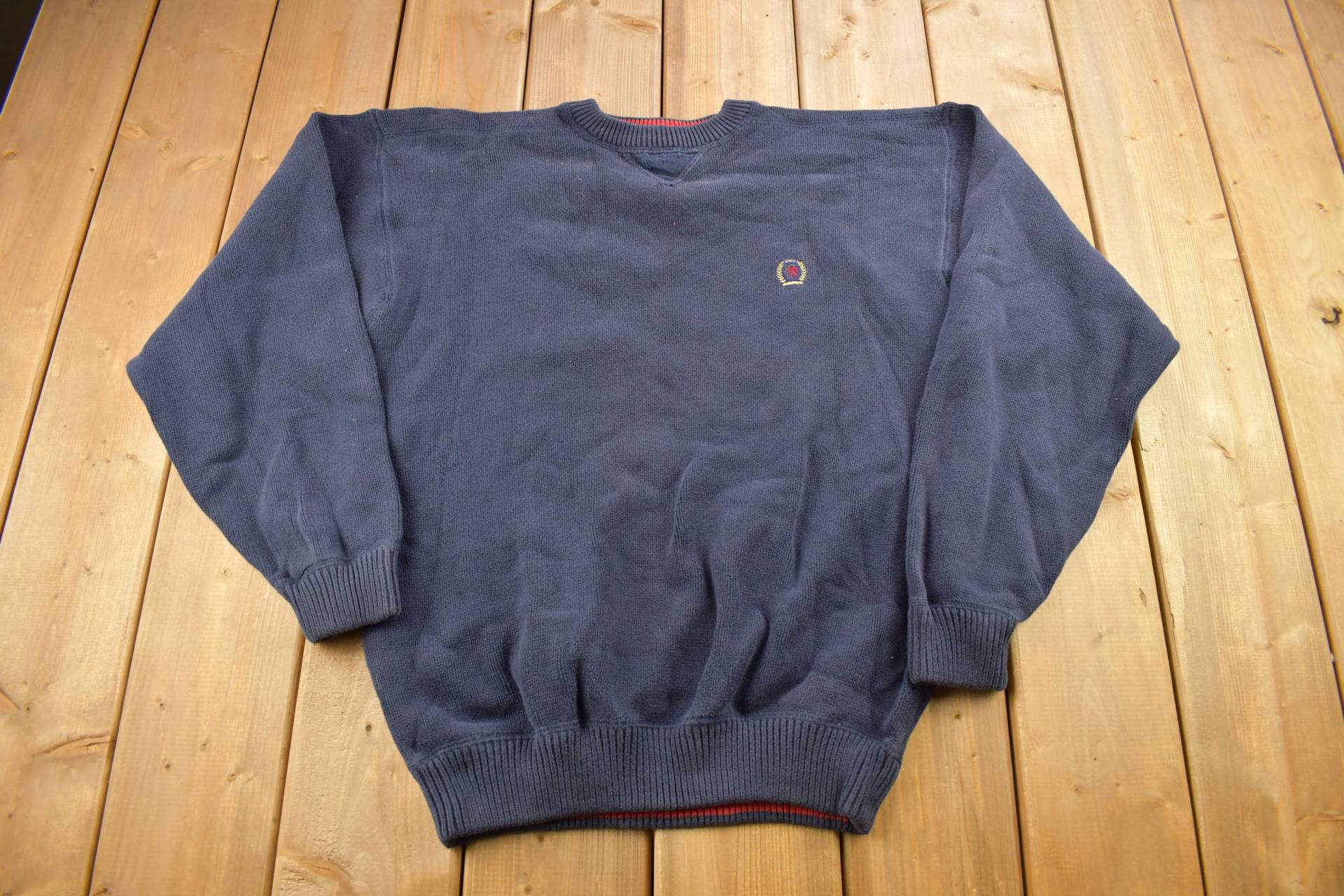 Vintage 1990S Tommy Hilfiger Strickpullover/90S Navy Blauer von Lostboysvintage