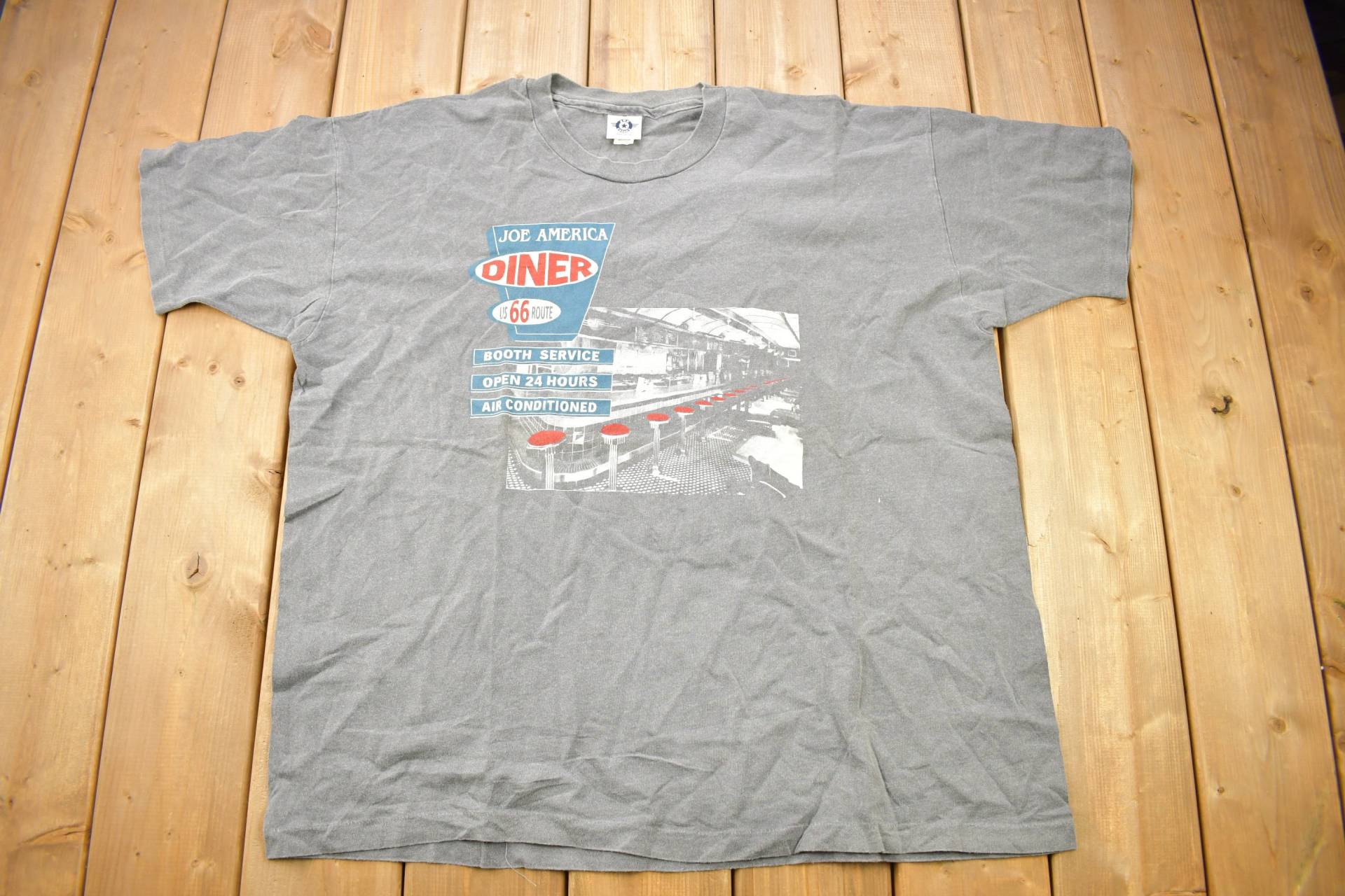 Vintage 1990Er Jahre Us Route 66 Joe America Diner Grafik T-Shirt/Souvenir Streetwear Made in Usa Single Stitch Reisen & Tourismus von Lostboysvintage