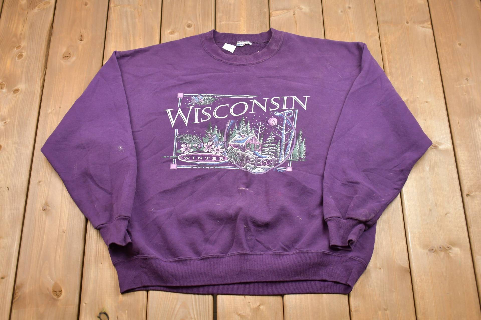 Vintage 1990S Wisconsin Winter Sweatshirt Mit Rundhalsausschnitt/Made in Usa Souvenir Athleisure Streetwear Reisen Und Tourismus von Lostboysvintage