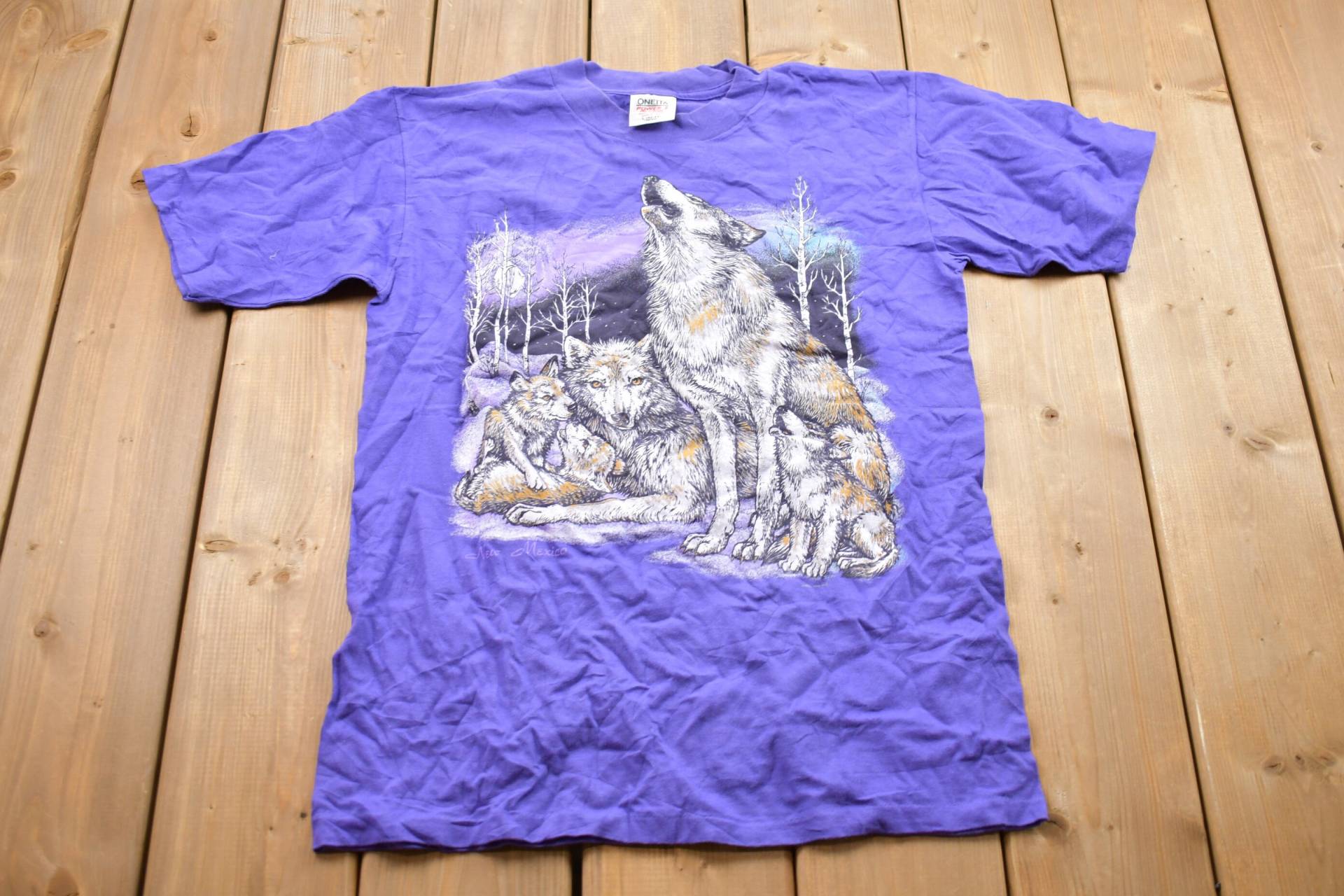 Vintage 1990S Wolf Graphic T-Shirt/Grafik 80Er 90Er Streetwear Retro Style Single Stitch Made in Usa Tier von Lostboysvintage