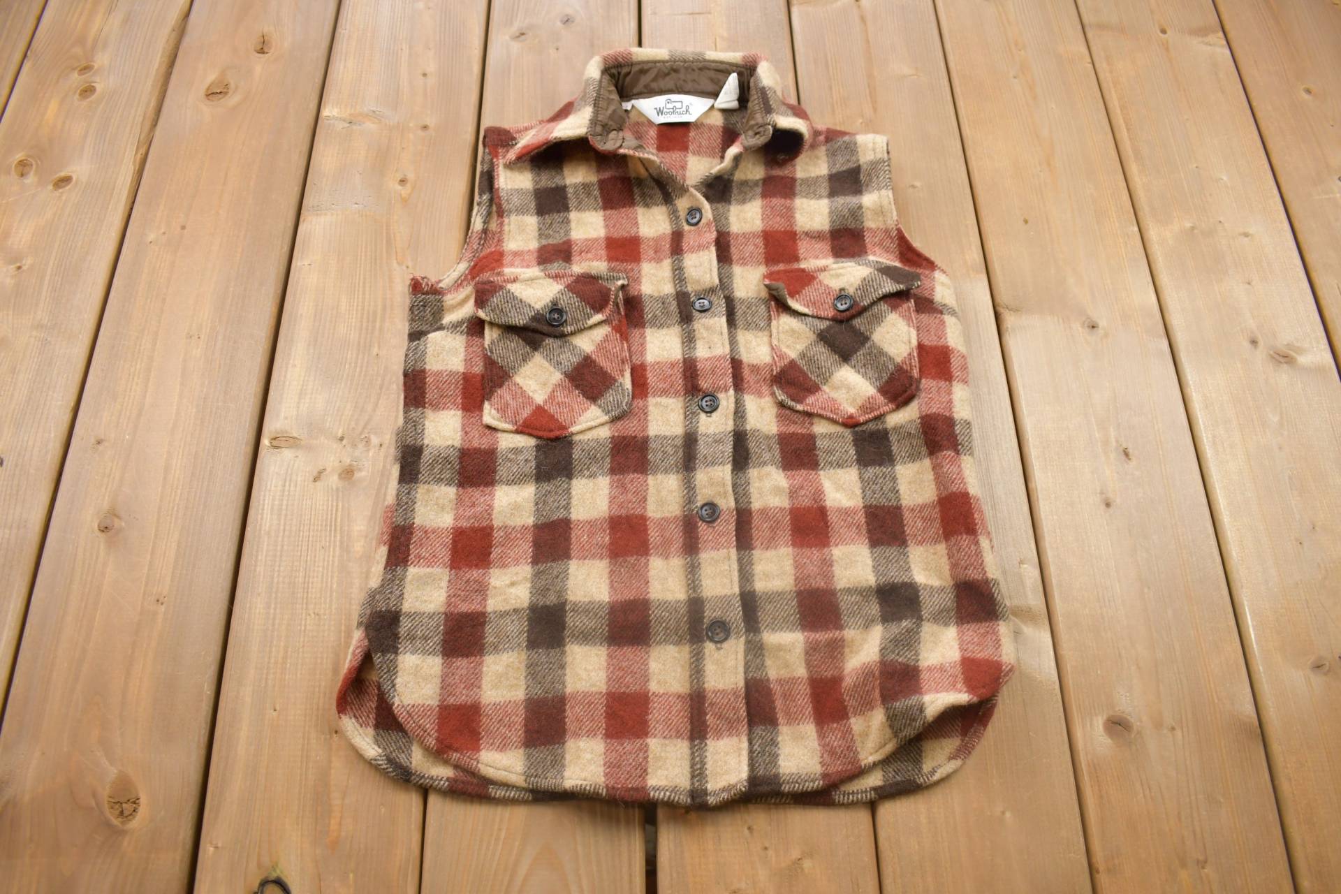 Vintage 1990Er Woolrich Button Up Shirt Weste/Flanell Basic von Lostboysvintage