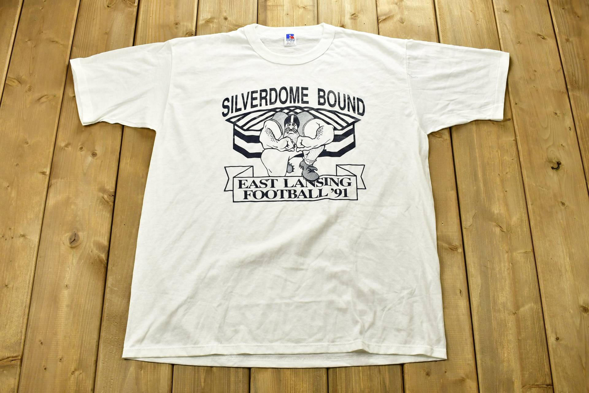 Vintage 1991 East Lansing Football Silver Dome Bound T-Shirt/Made in Usa Single Stitch Russell Athletics Highschool Wrestling von Lostboysvintage