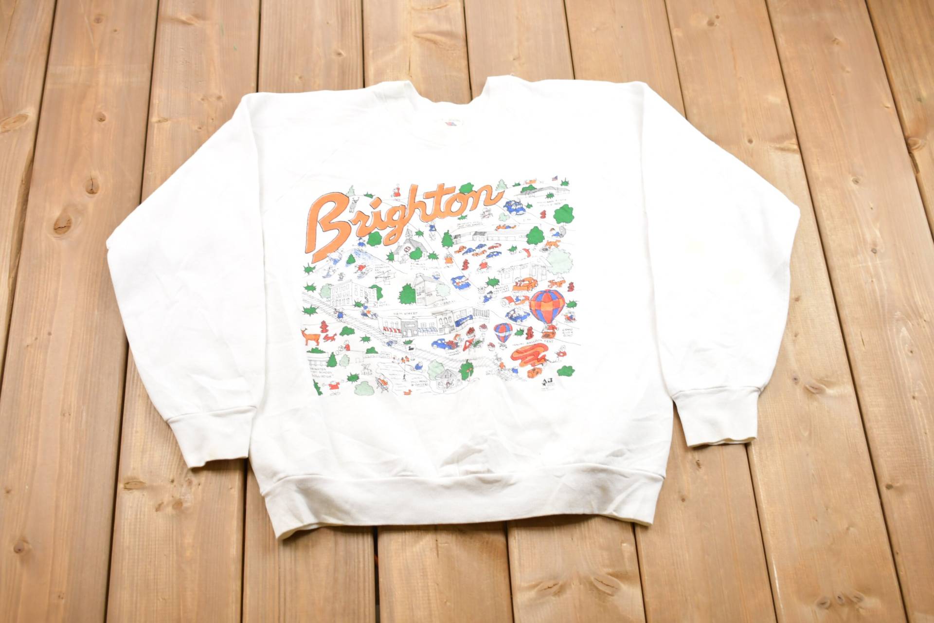 Jahrgang 1992 Brighton Town Crewneck Sweatshirt/90Er Jahre Souvenir Athleisure Streetwear Reisen Und Tourismus Made in Usa von Lostboysvintage