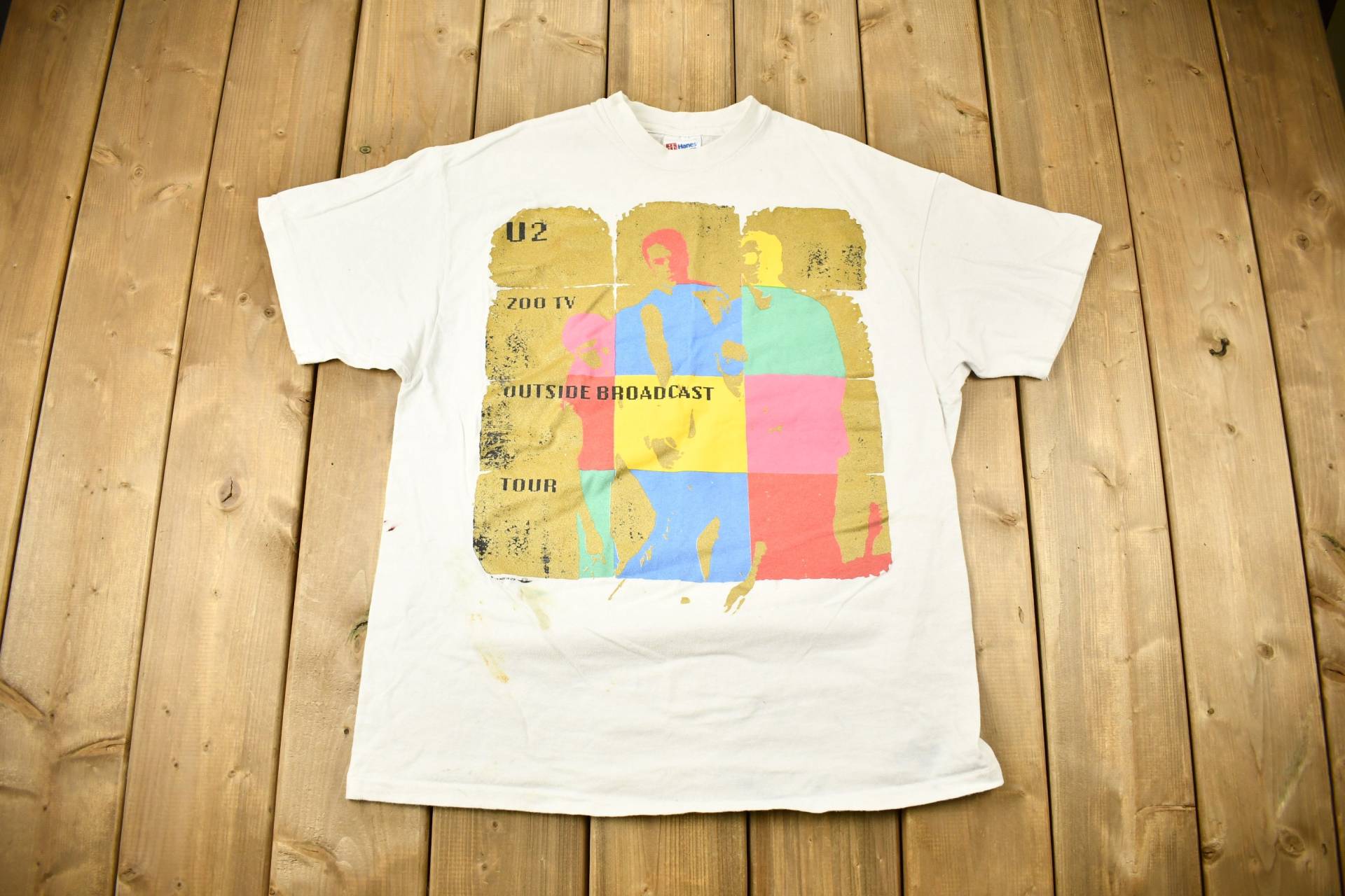 Vintage 1992 U2 Zoo Tv Außen Sendung Tour Band T-Shirt/Single Stitch Made in Usa Musik Promo Premium von Lostboysvintage