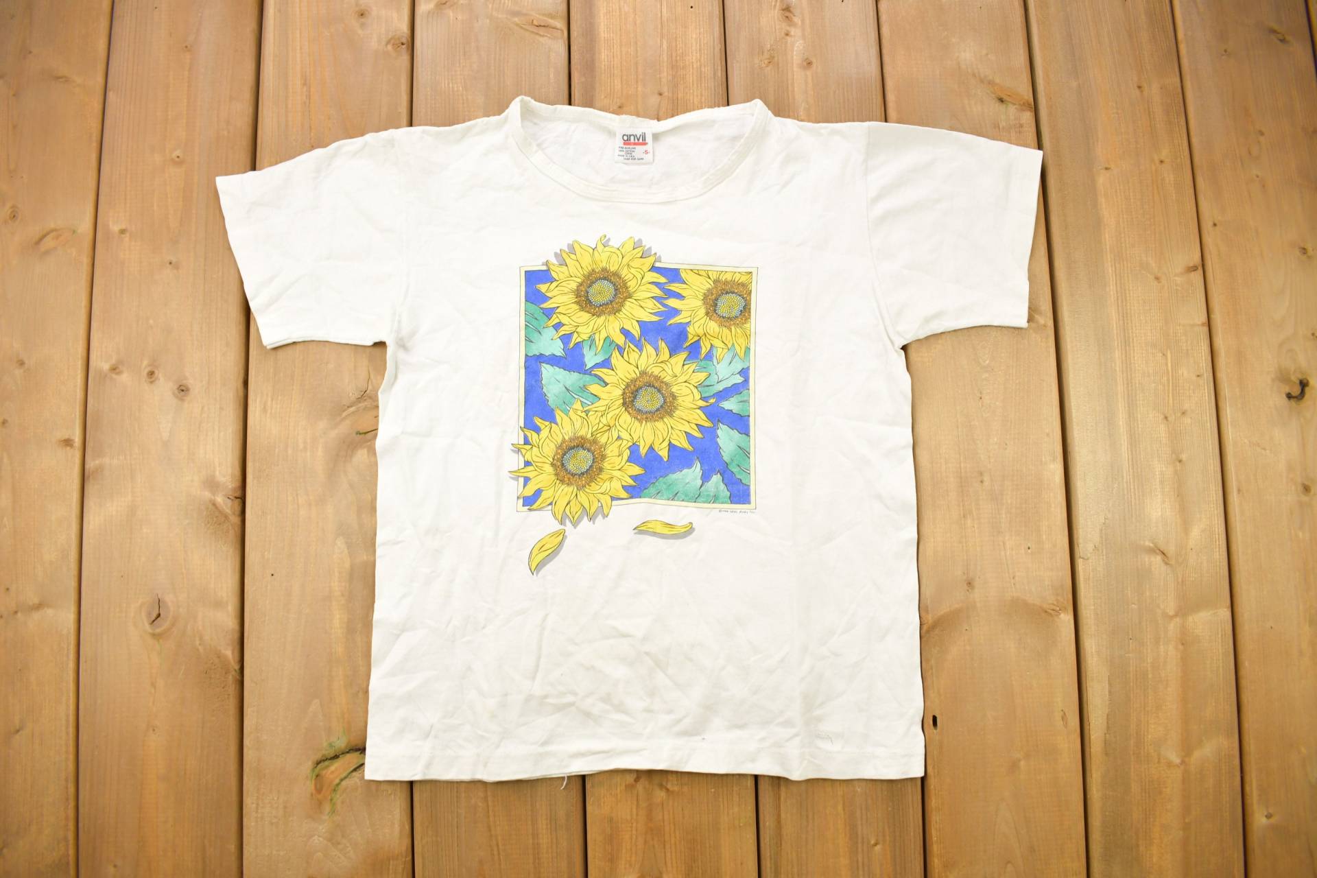 Vintage 1994 Sonnenblumen Grafik T Shirt/streetwear T-Shirt Einzelstich Made in Usa von Lostboysvintage