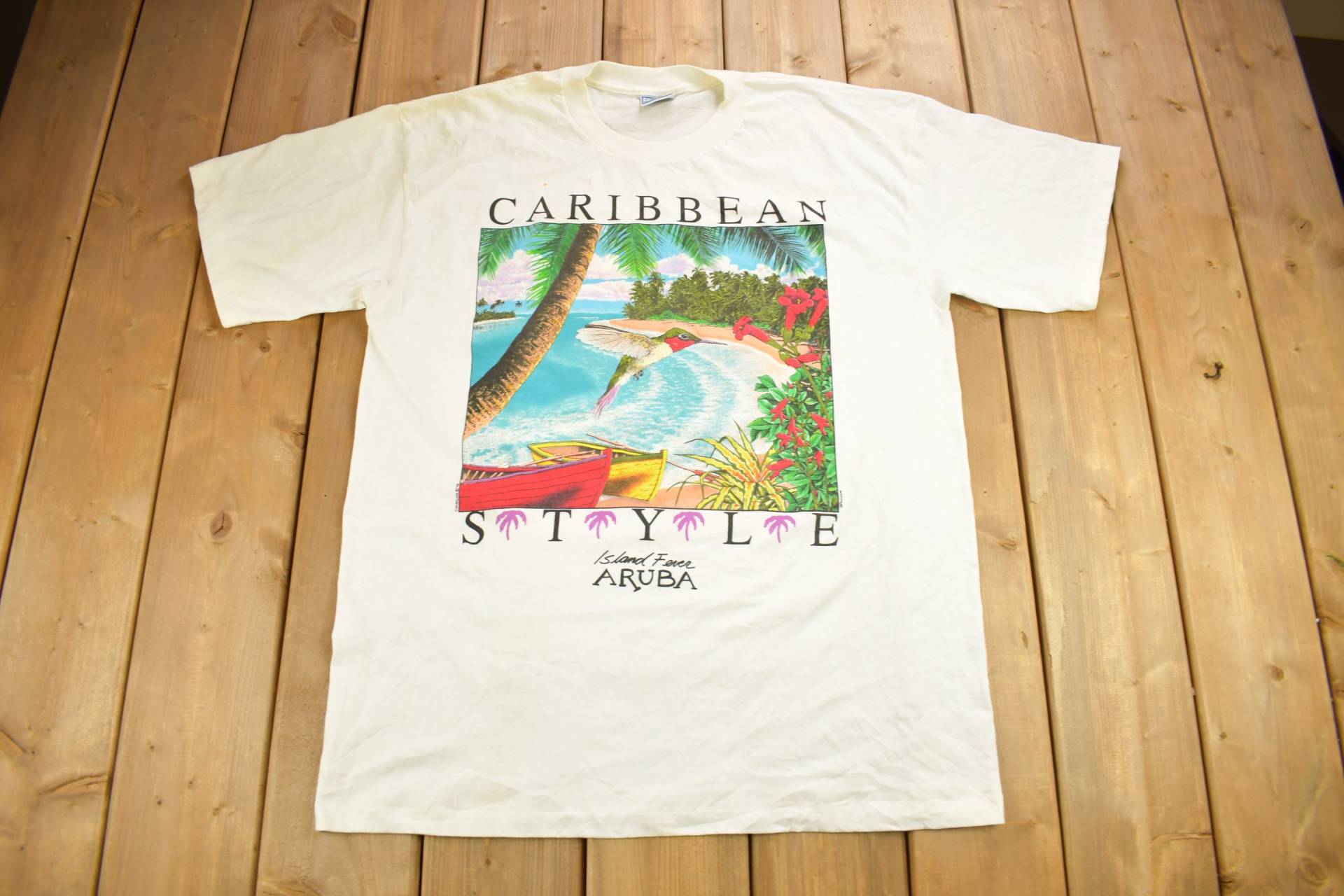 Vintage 1995 Karibik-Stil Grafik-Souvenir-T-Shirt/Streetwear Made in Usa Urlaubs-T-Shirt Reise-T-Shirt Single Stitch von Lostboysvintage