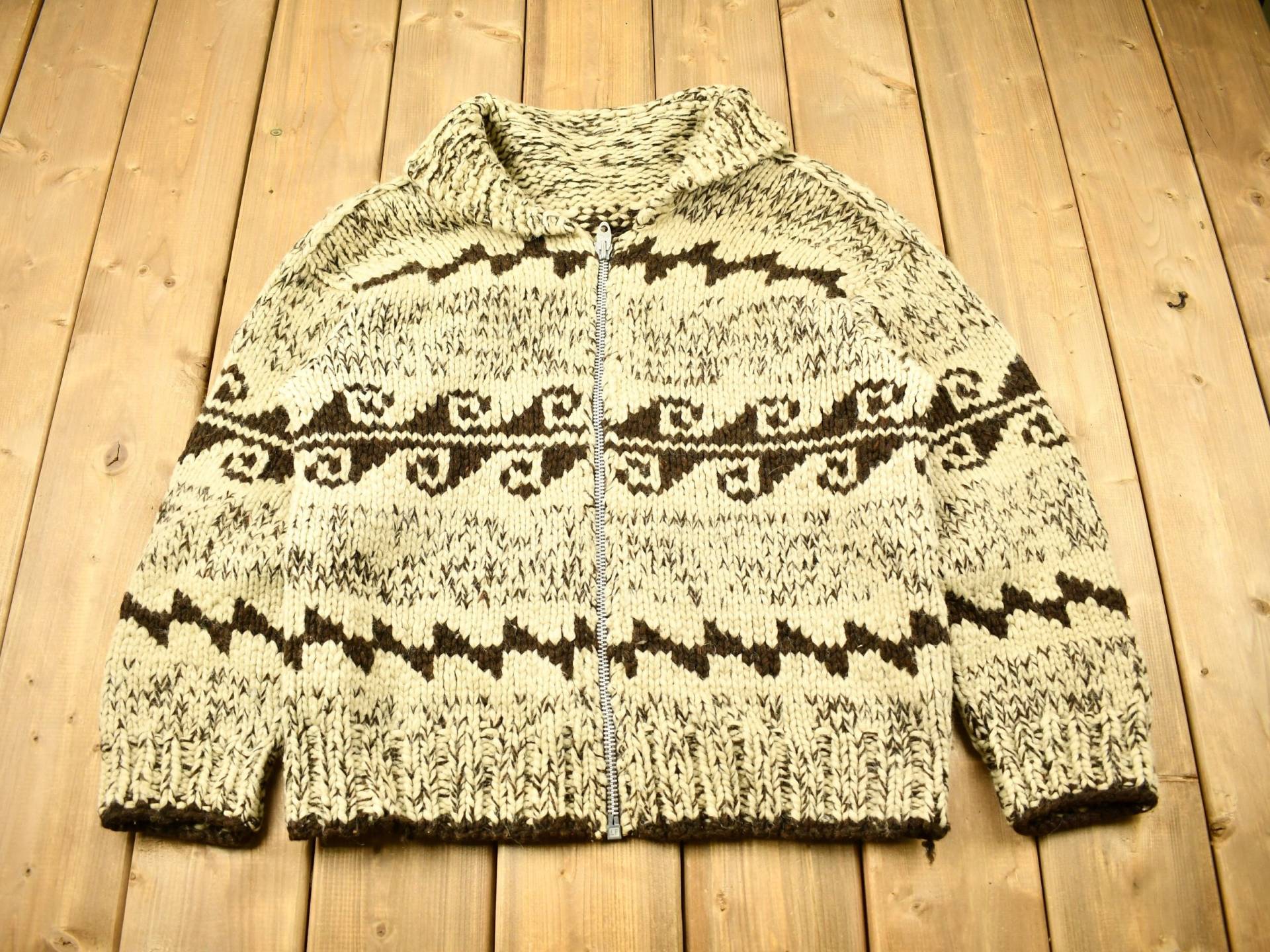 Vintage 50Er Jahre Strickpullover/Curling True All Over Pattern Outdoor Sweatshirt Lightning Zipper Vintage 50Er Jahre Strickpullover/Curling True All Over Pattern Outdoor Sweatshirt Lightning Zipper von Lostboysvintage