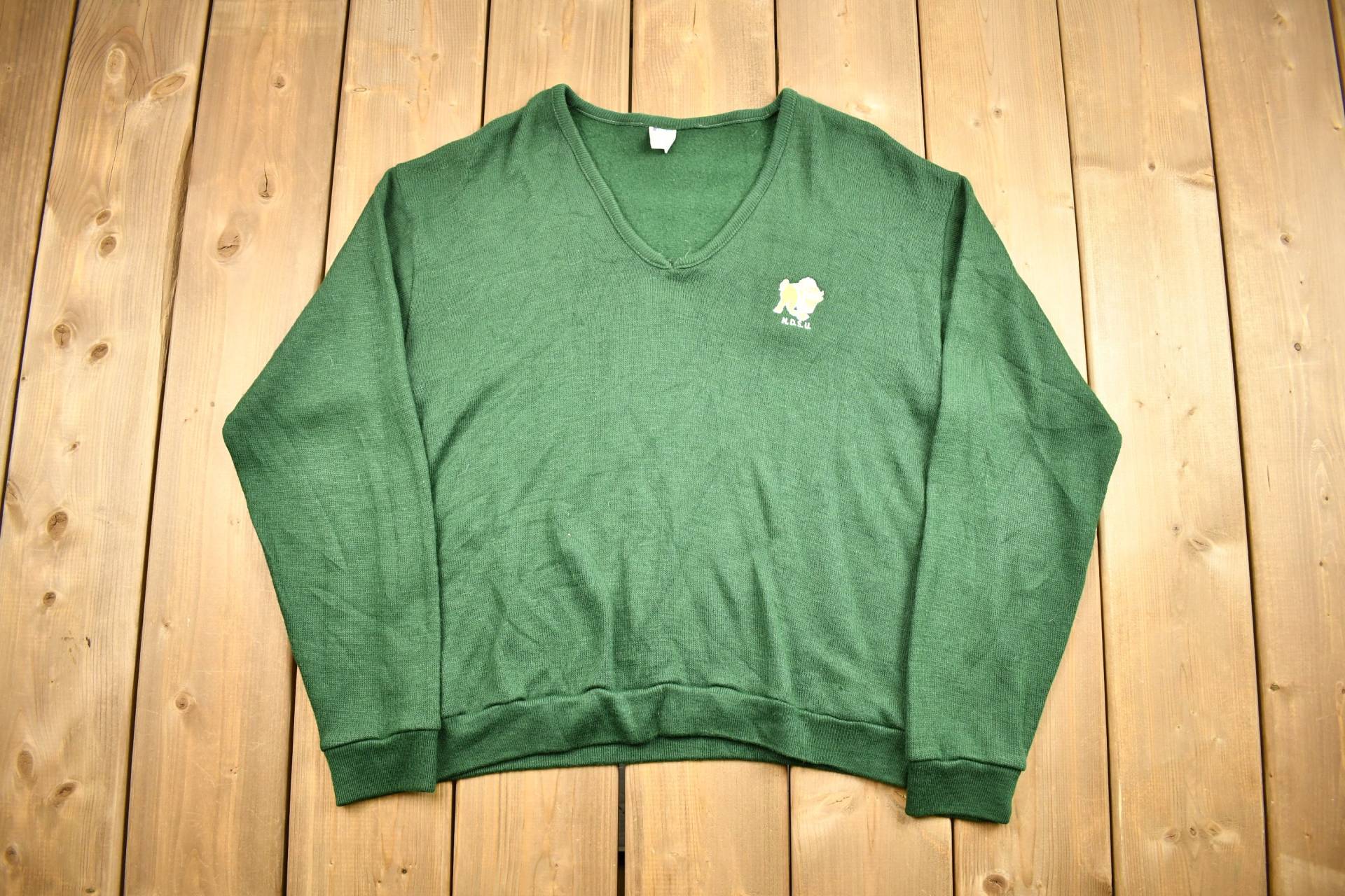 Vintage 70S North Dakota State College Pullover/Bestickt Champion Sportkleidung True Made in Usa von Lostboysvintage