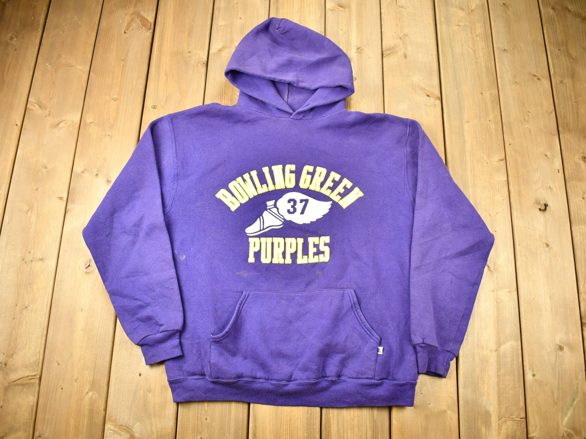 Vintage 1980Er Jahre Bowling Green High School Purples Grafik Hoodie/80Er Made in Usa Lila Russell Athletics von Lostboysvintage