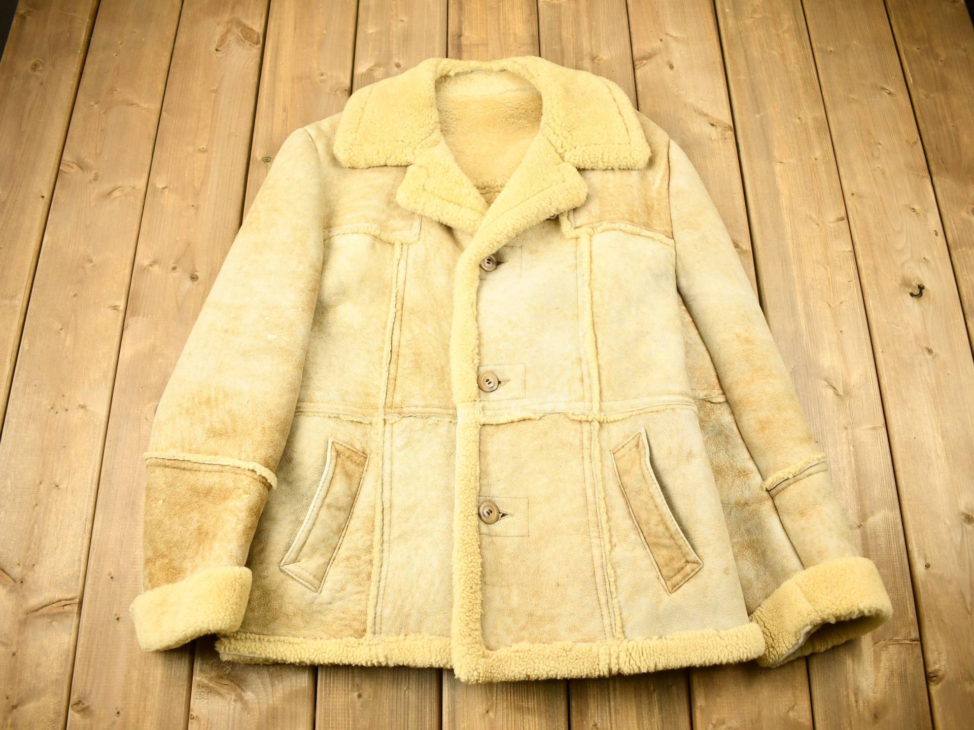 Vintage 1980Er Jahre Sears The Mens Store Shearling Jacke/Winter Oberbekleidung Streetwear Mode Volle Länge Made in Canada von Lostboysvintage