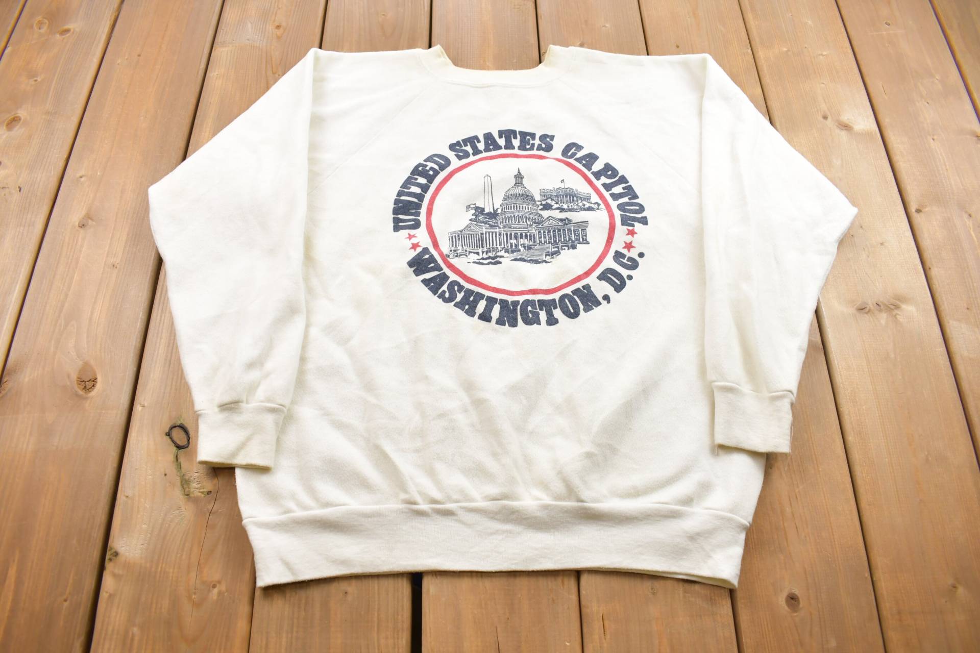 Vintage 1980Er Washington D.c Crewneck Sweatshirt/Vergilbt Gefleckt 80Er Made in Usa Essential Streetwear Jahre von Lostboysvintage