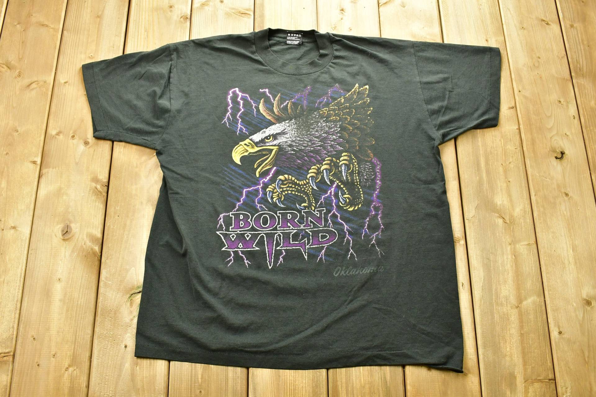 Vintage 90's American Thunder & Lightning Born Wild Adler T-Shirt/Single Stitch Made in Usa Oklahoma Streetwear Retro Style von Lostboysvintage