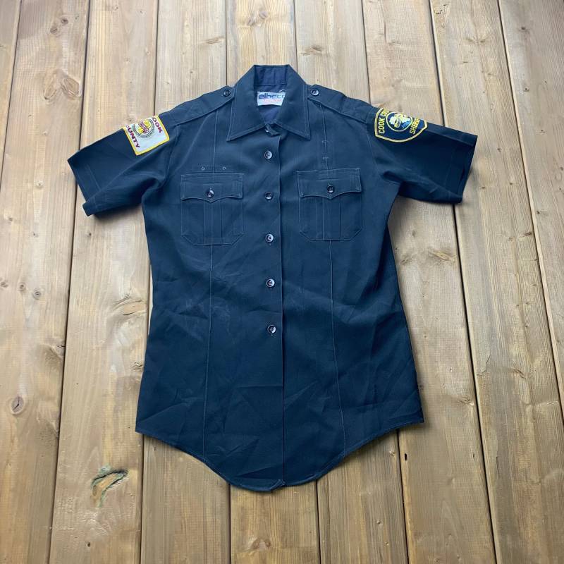 Vintage 90Er Jahre Cooks County Sherriff Button Up Shirt/Patch Work 1990Er Perm Press Freizeitkleidung Arbeitskleidung Made in Usa von Lostboysvintage