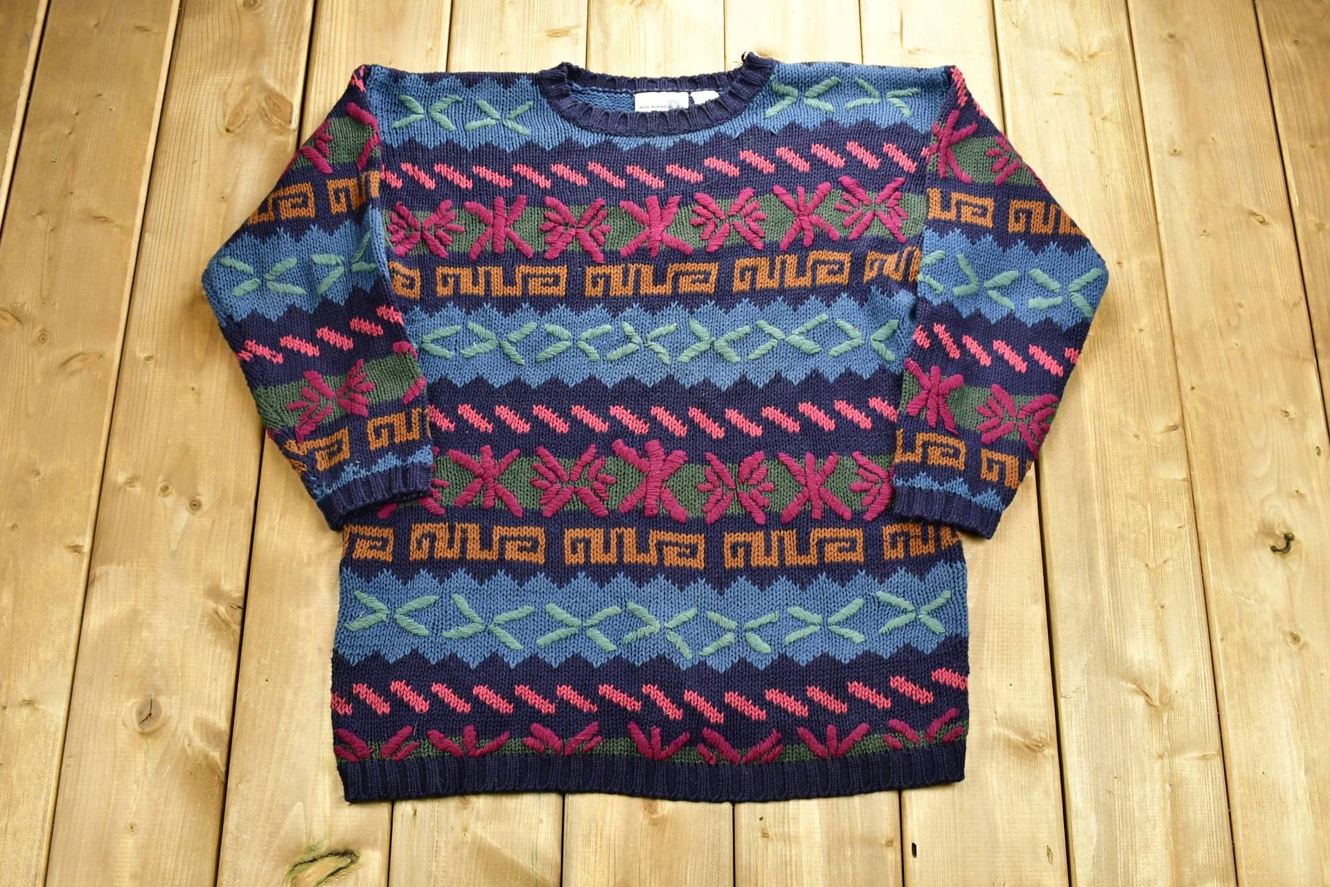 Vintage 90Er Abstraktes Muster Strickpullover/Jahre Rundhalsausschnitt Pullover Paul Harris Design Sweatshirt von Lostboysvintage