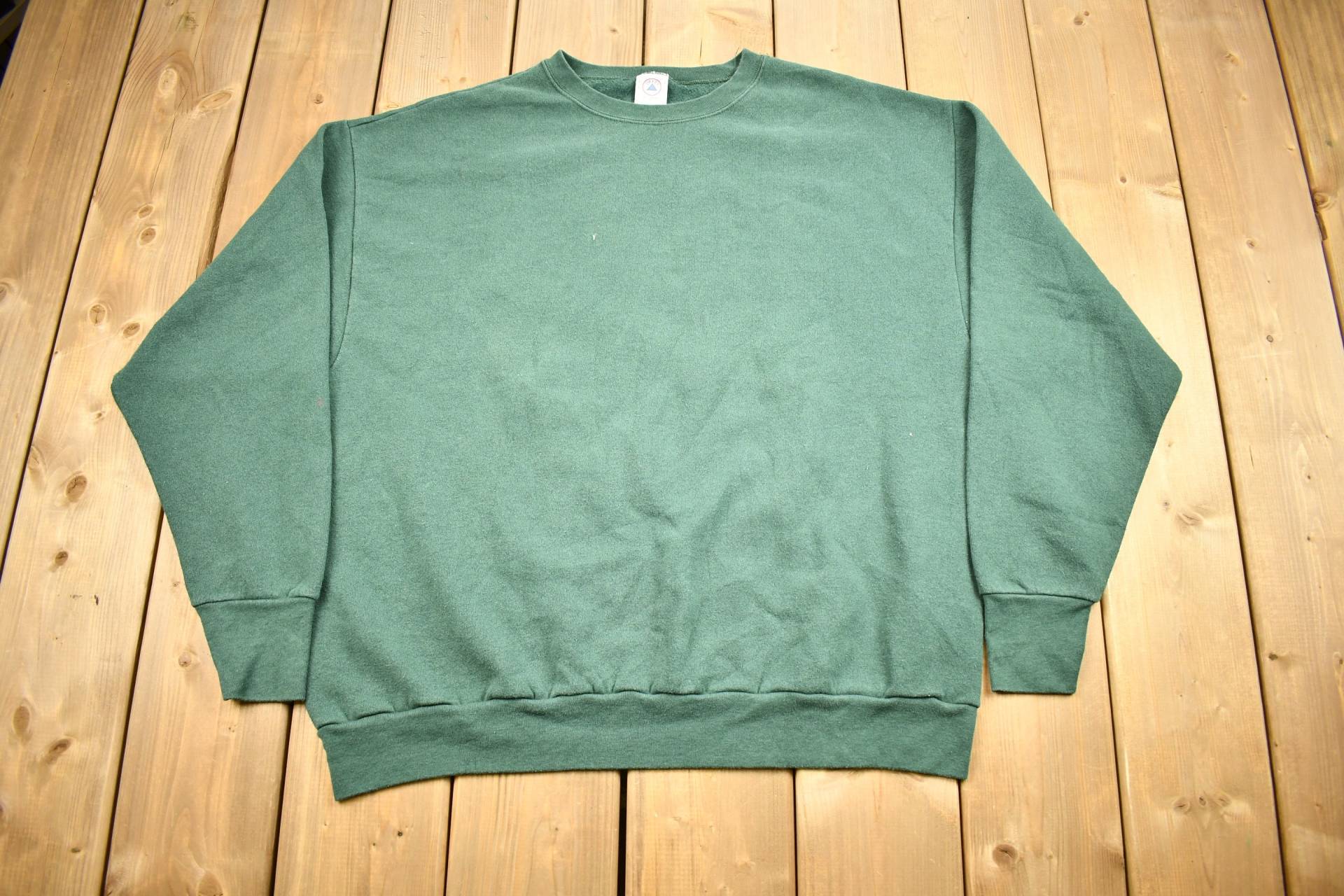 Vintage 1990Er Delta Mid Weight Blank Green Crewneck Sweatshirt/90Er Made in Usa Athleisure Streetwear Blanko von Lostboysvintage