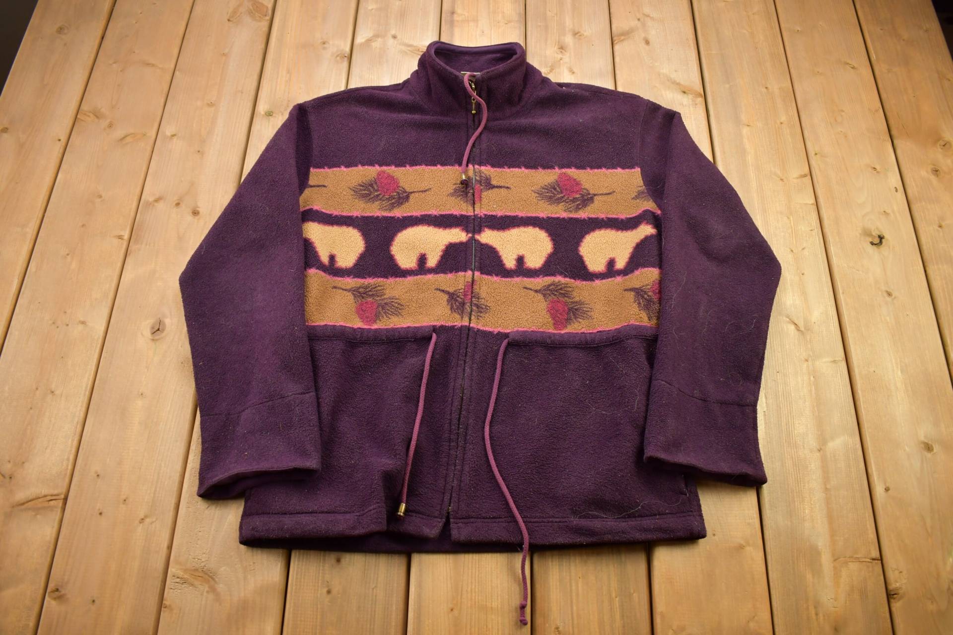 Vintage 90Er Fleece Pullover/Jahre Tiermotiv Natur Streetwear Wandern Zip Up von Lostboysvintage